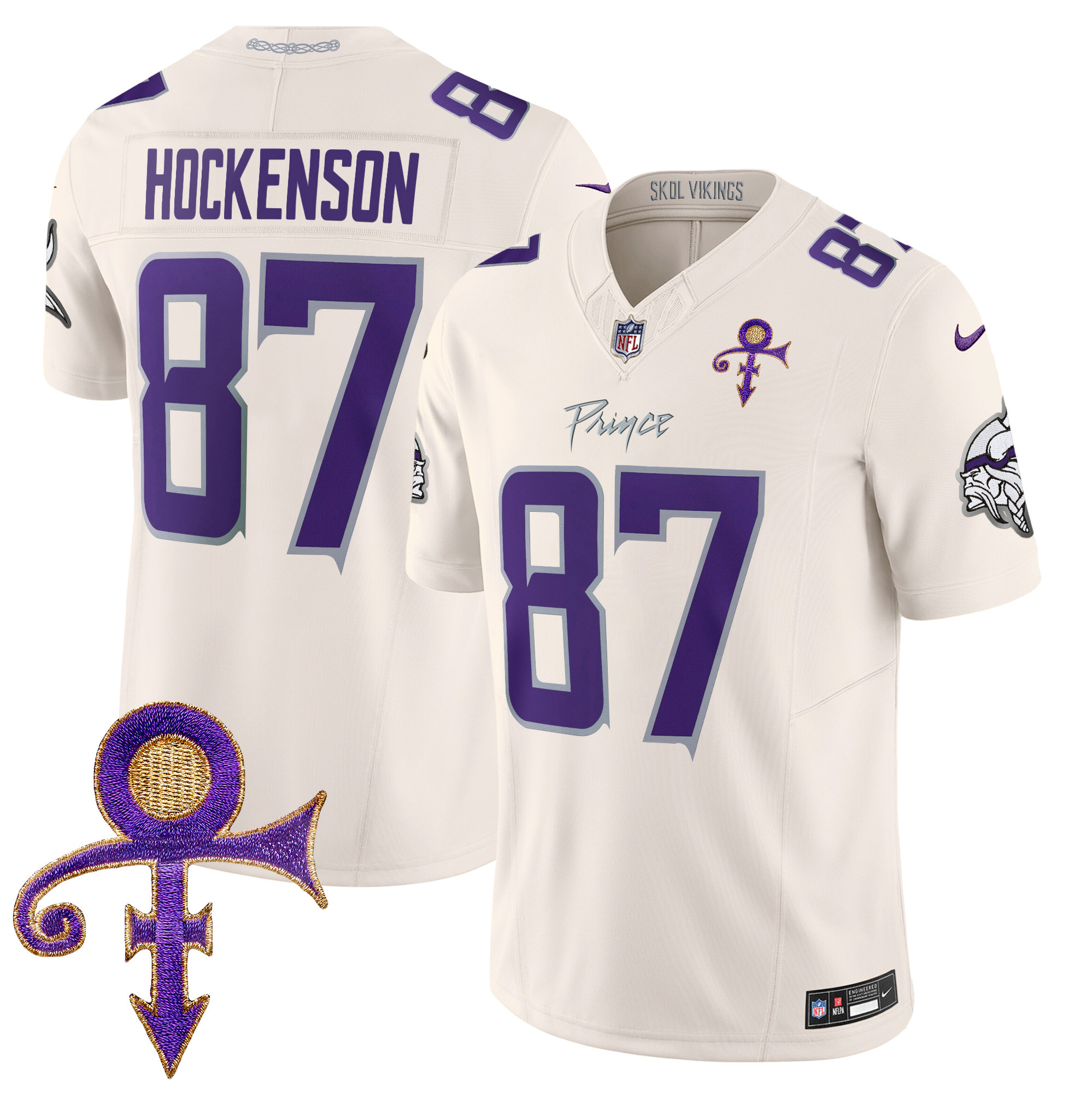 T.J. Hockenson Men's Minnesota Vikings 2024 Prince Vapor Limited Cream Jersey - All Stitched