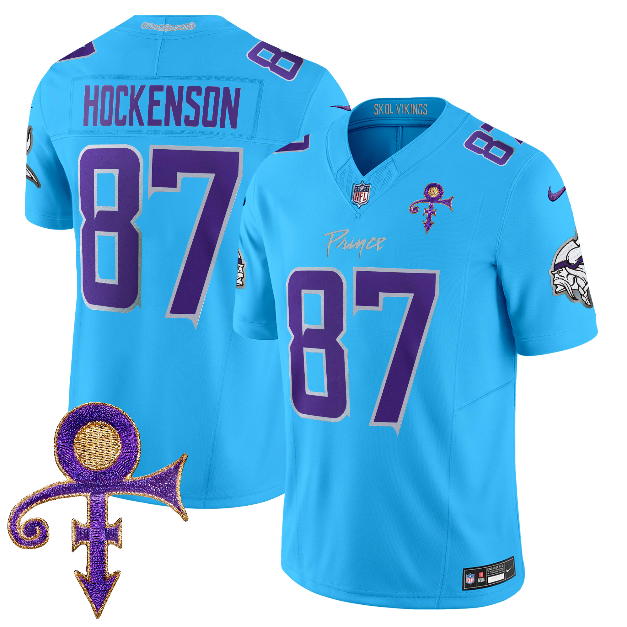 T.J. Hockenson Men's Minnesota Vikings 2024 Prince Vapor Limited Light Blue Jersey - All Stitched