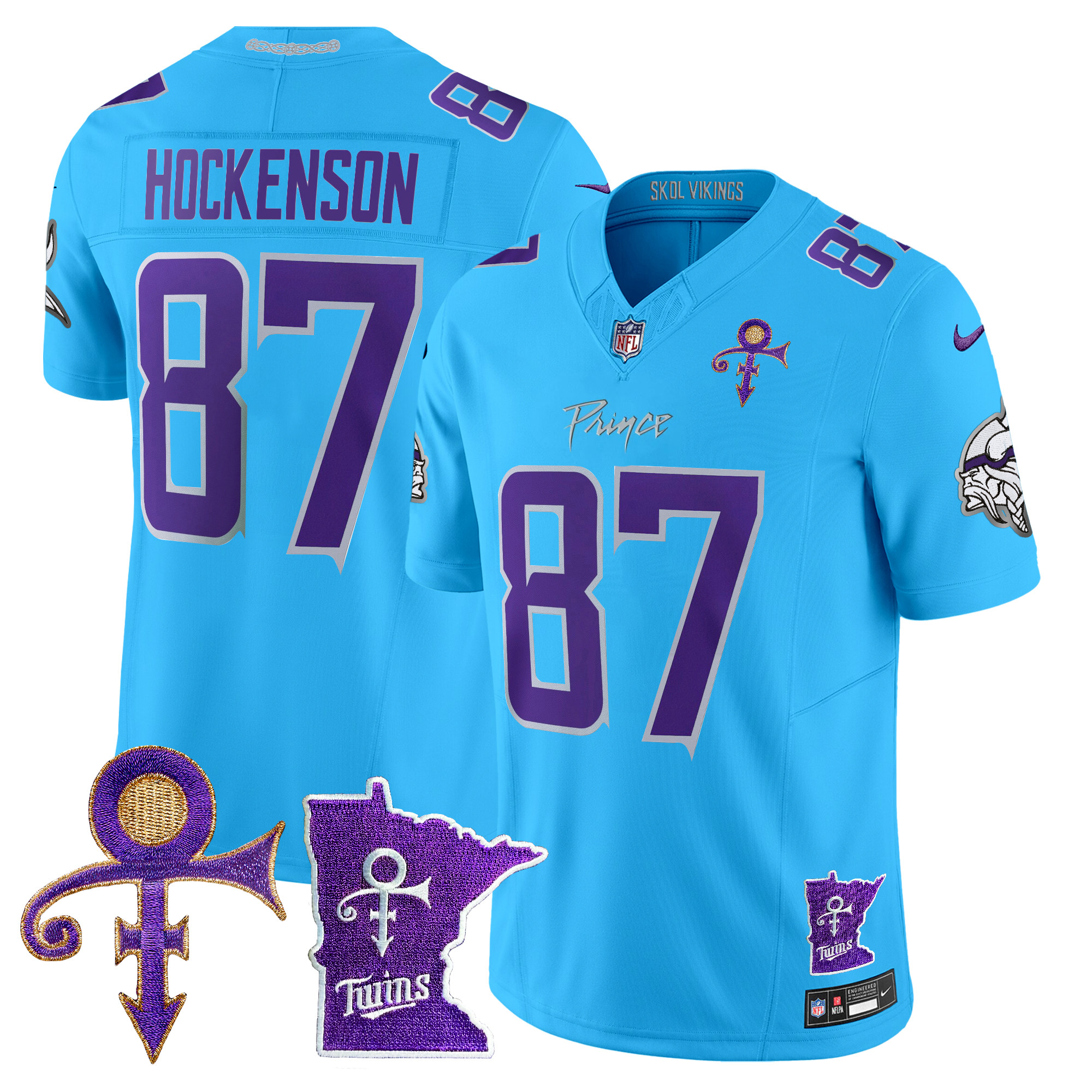 T.J. Hockenson Men's Minnesota Vikings 2024 Prince Vapor Limited Light Blue Jersey - All Stitched