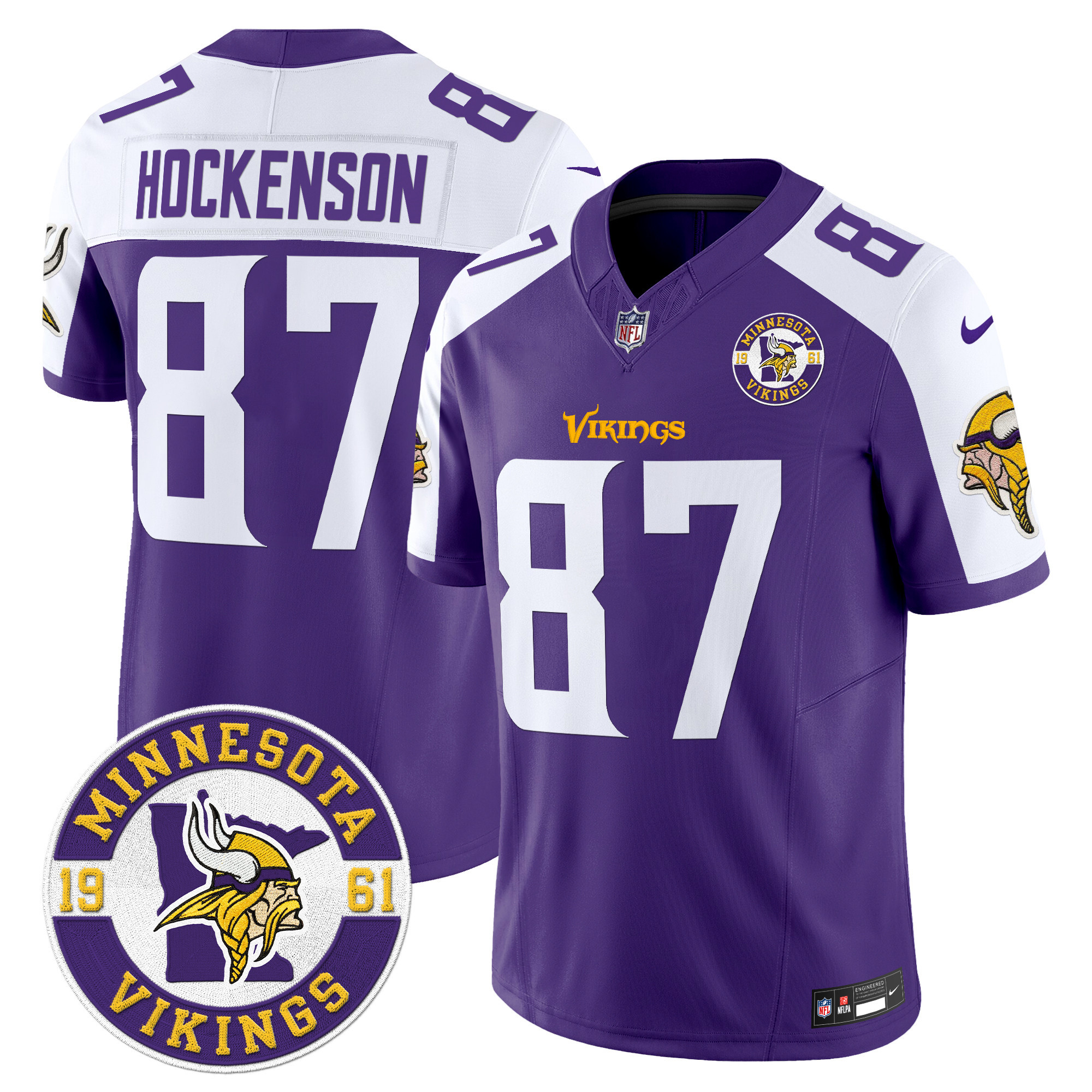 T.J. Hockenson Men's Minnesota Vikings 2024 Vapor Limited Purple Alternate Jersey - All Stitched