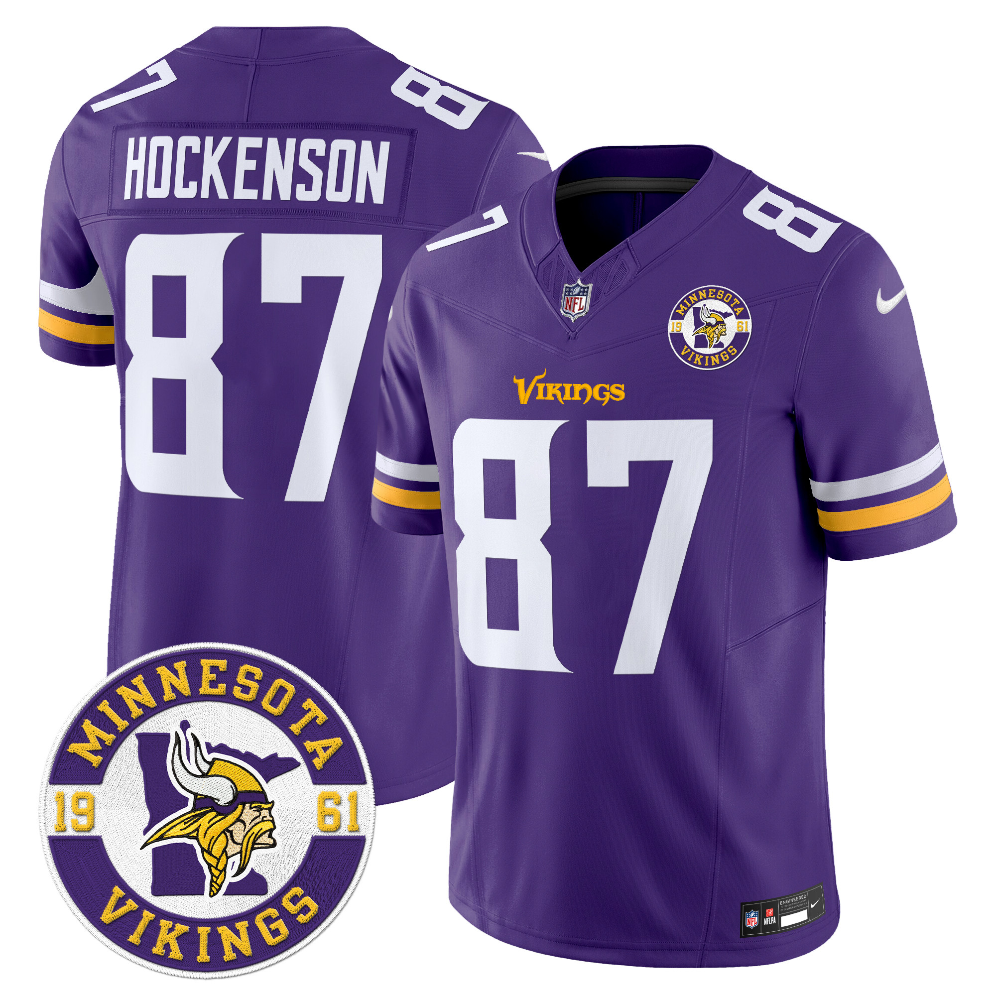 T.J. Hockenson Men's Minnesota Vikings 2024 Vapor Limited Purple Jersey - All Stitched