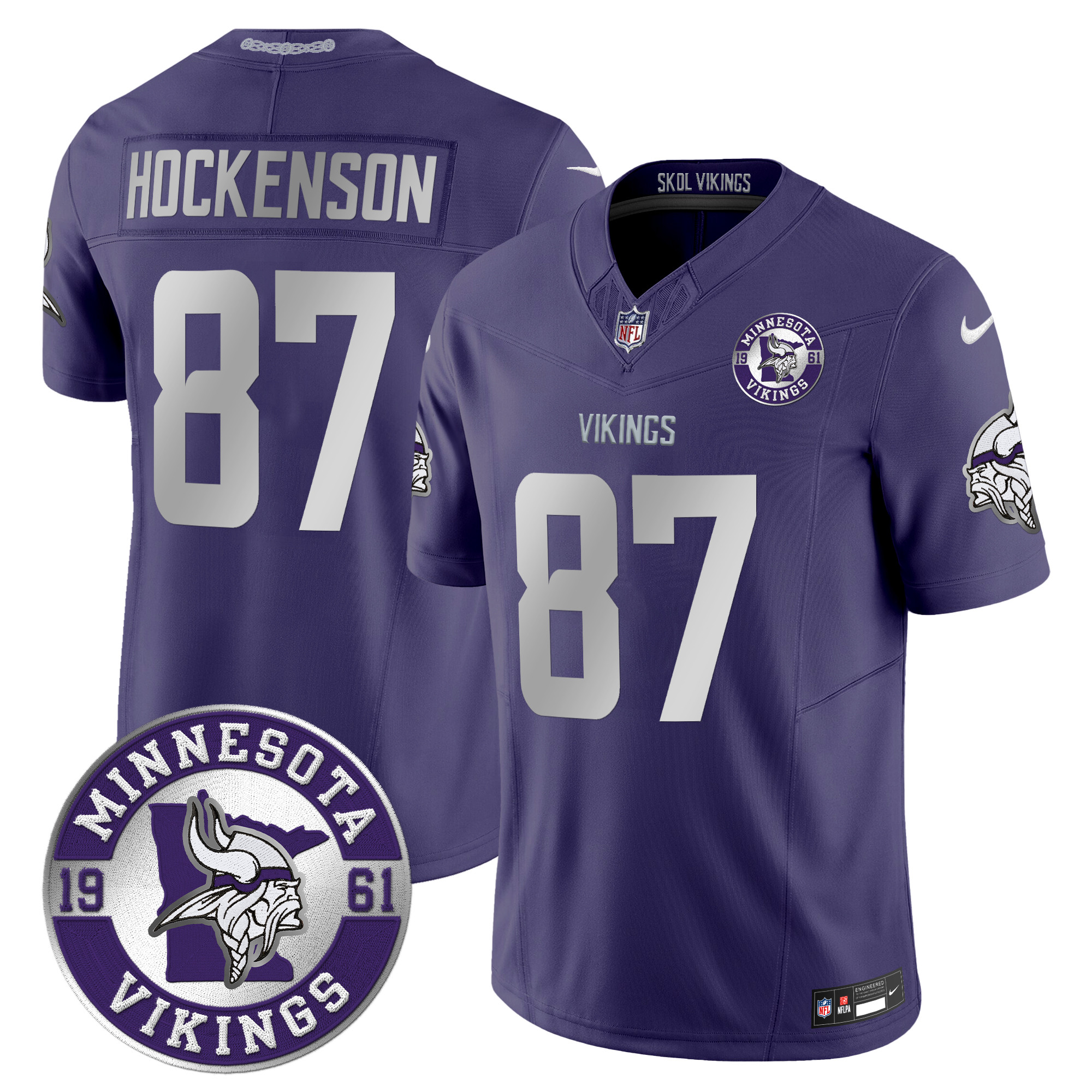 T.J. Hockenson Men's Minnesota Vikings 2024 Vapor Limited Purple Jersey - All Stitched