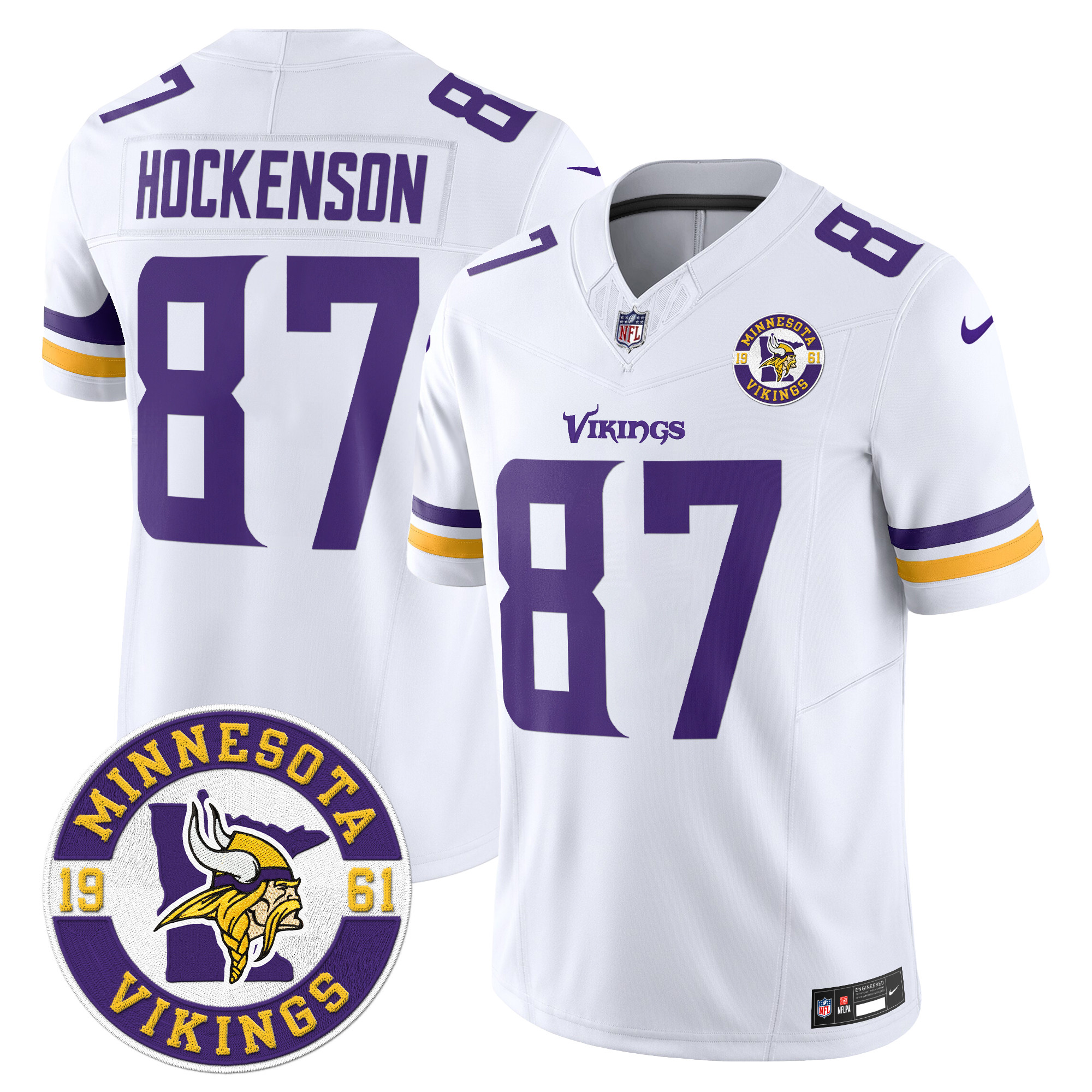 T.J. Hockenson Men's Minnesota Vikings 2024 Vapor Limited White Jersey - All Stitched
