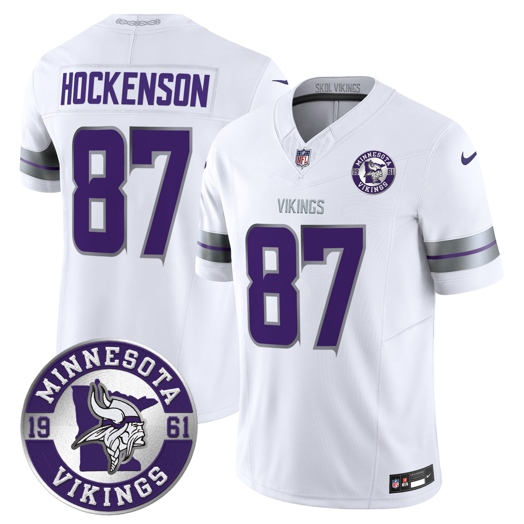 T.J. Hockenson Men's Minnesota Vikings 2024 Vapor Limited White Jersey - All Stitched