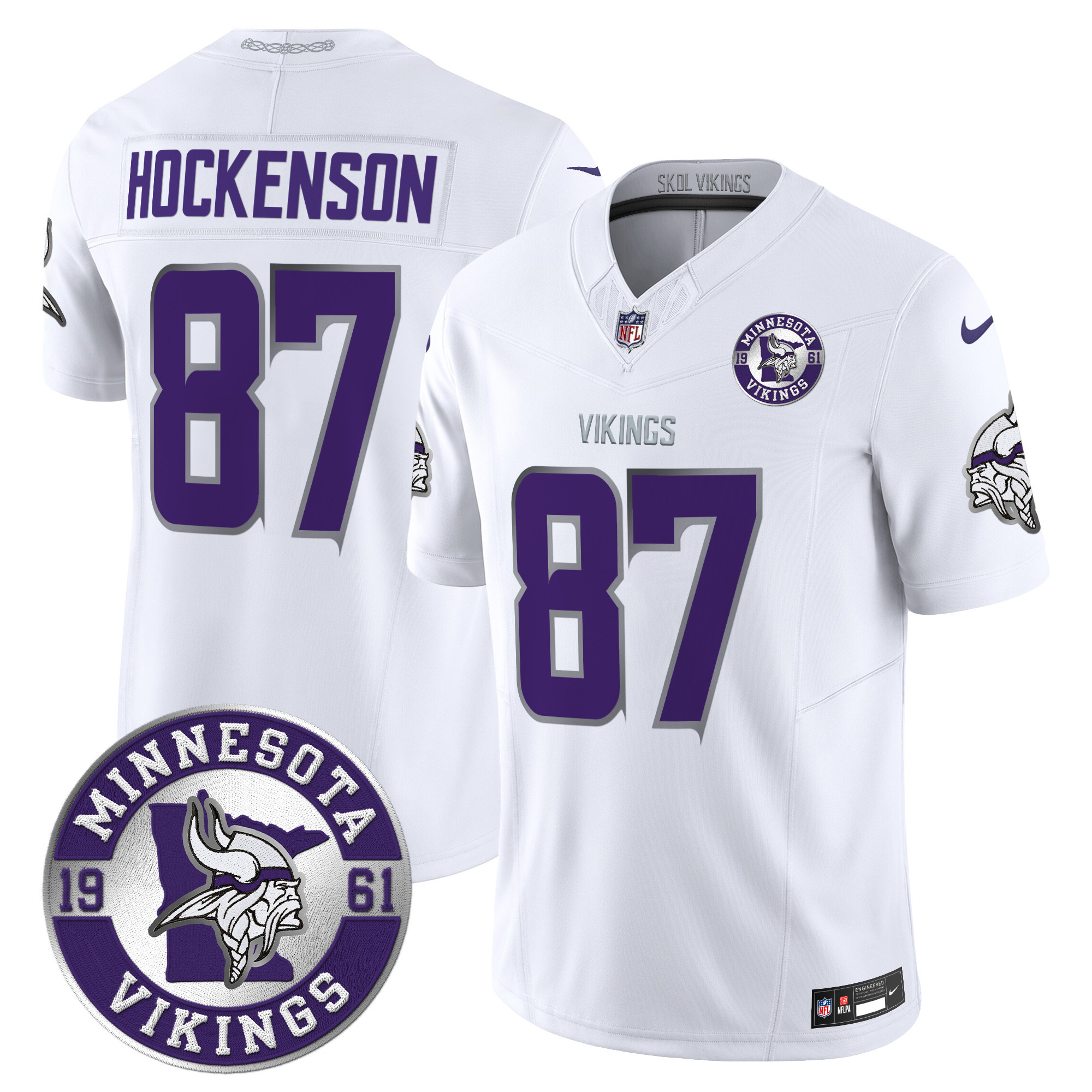 T.J. Hockenson Men's Minnesota Vikings 2024 Vapor Limited White Limited Jersey - All Stitched