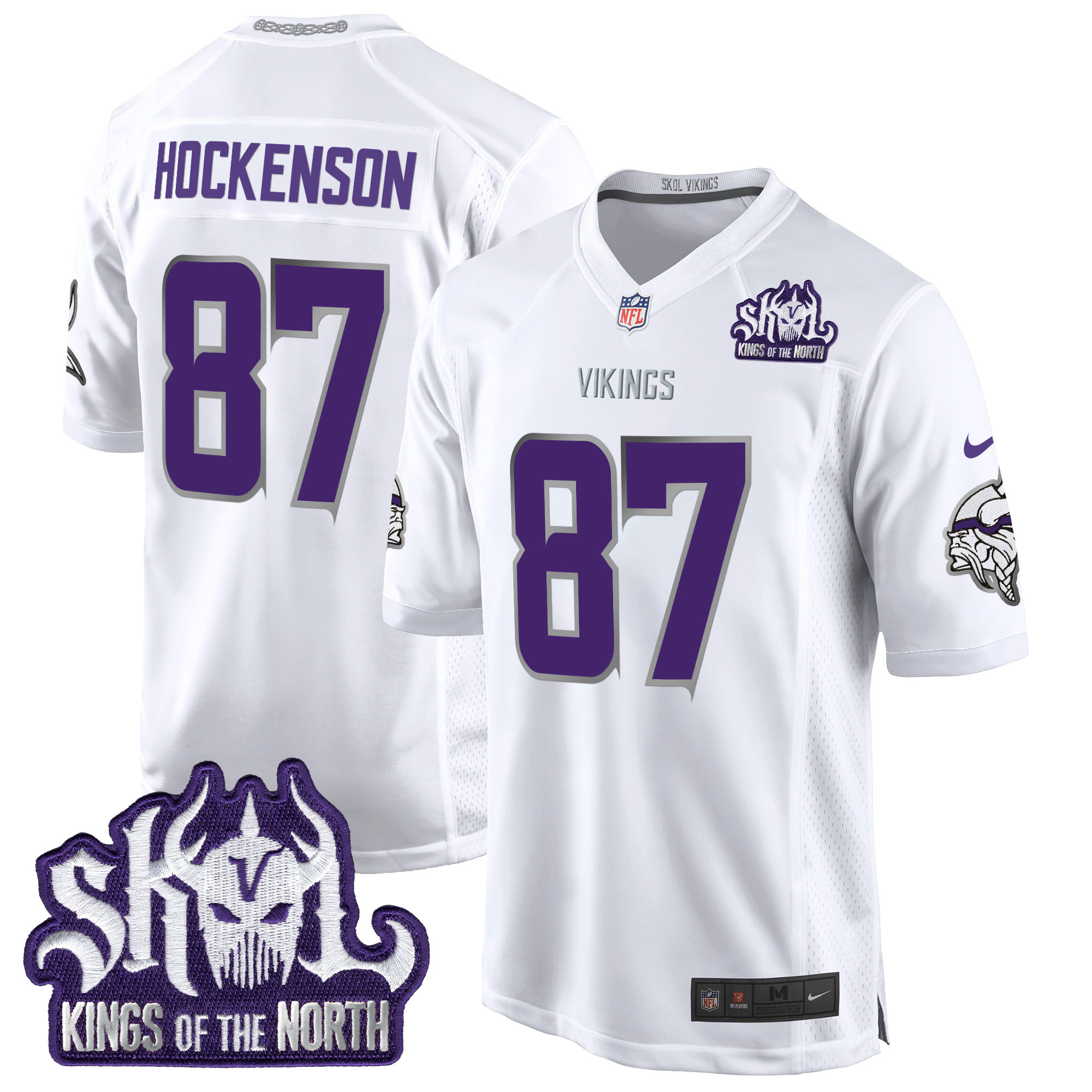 T.J. Hockenson Men's Minnesota Vikings 2024 Winter Warrior Skol Patch Game White Limited Jersey - All Stitched