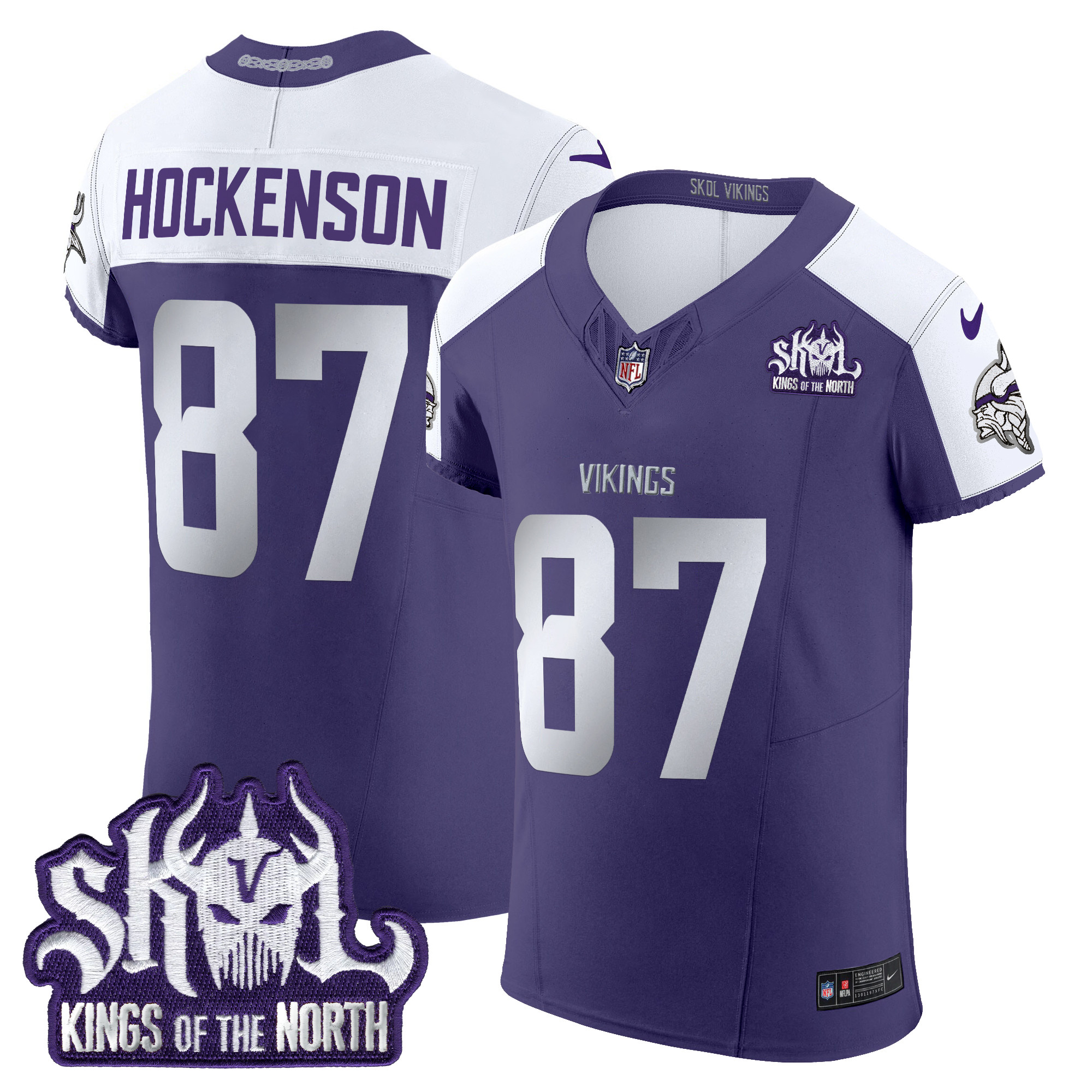 T.J. Hockenson Men's Minnesota Vikings 2024 Winter Warrior Skol Patch Vapor Elite Purple Alternate Jersey - All Stitched