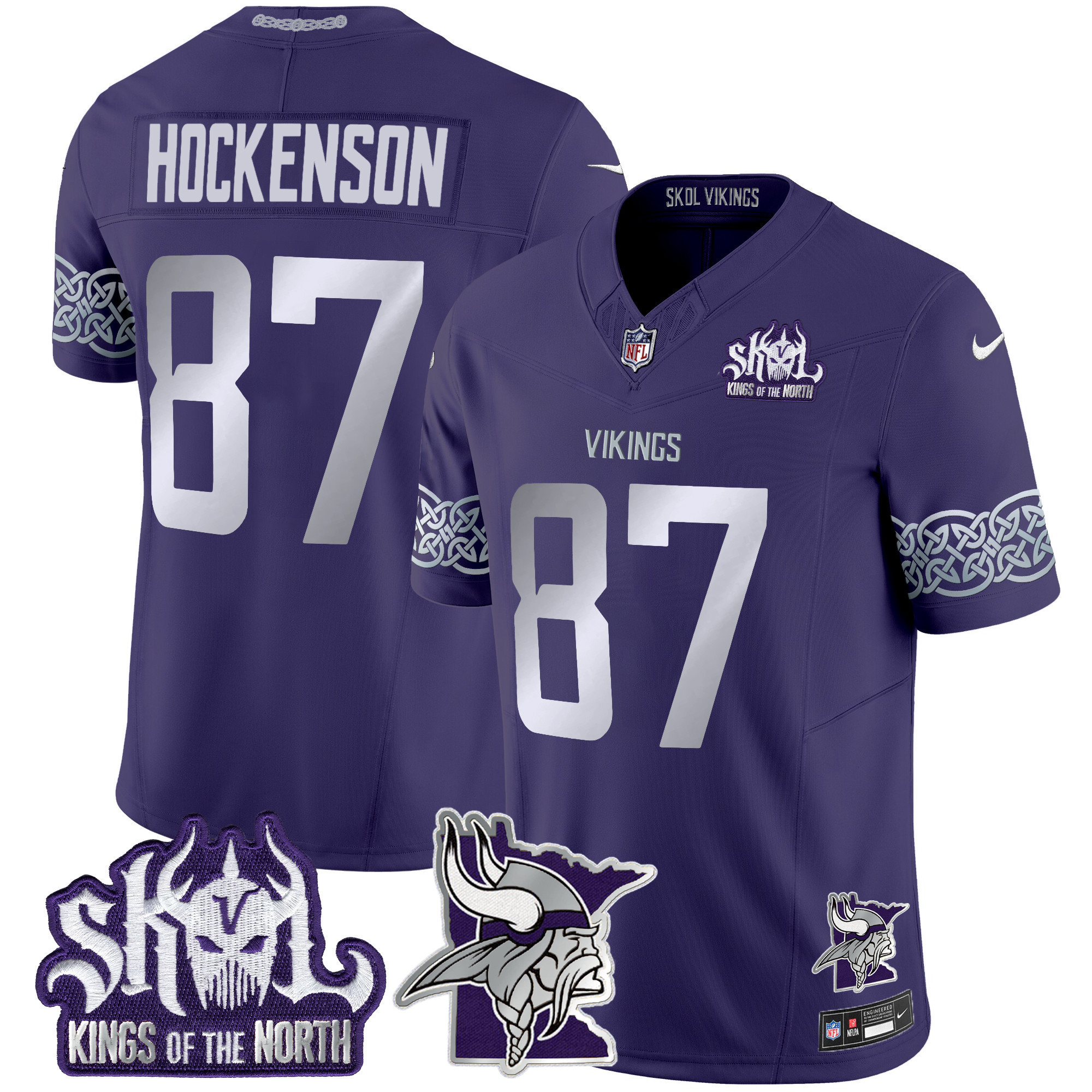 T.J. Hockenson Men's Minnesota Vikings 2024 Winter Warrior Skol Patch Vapor Limited Purple Jersey - All Stitched