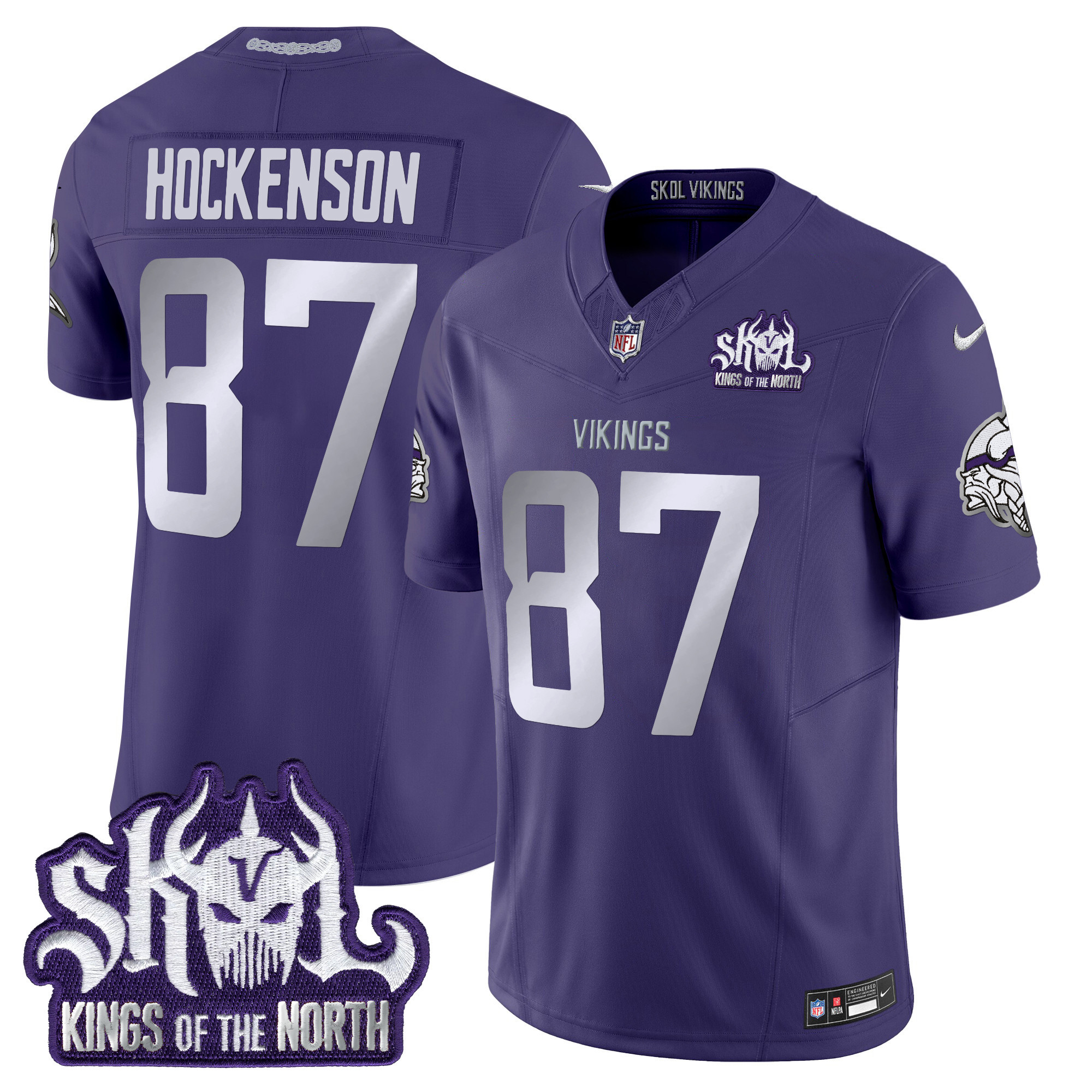 T.J. Hockenson Men's Minnesota Vikings 2024 Winter Warrior Skol Patch Vapor Limited Purple Jersey - All Stitched