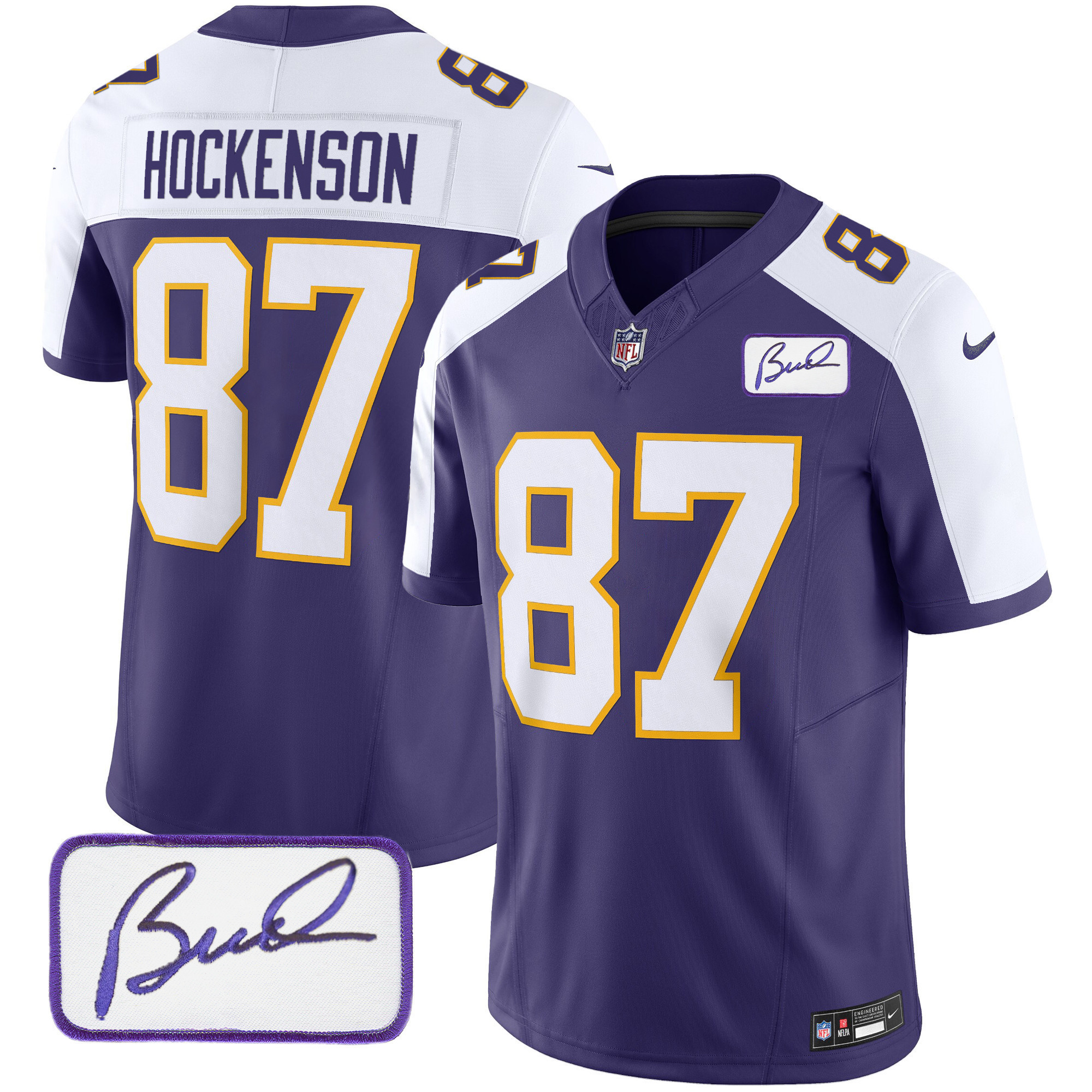 T.J. Hockenson Men's Minnesota Vikings Bud Grant Patch Classic Limited Alternate Jersey - All Stitched