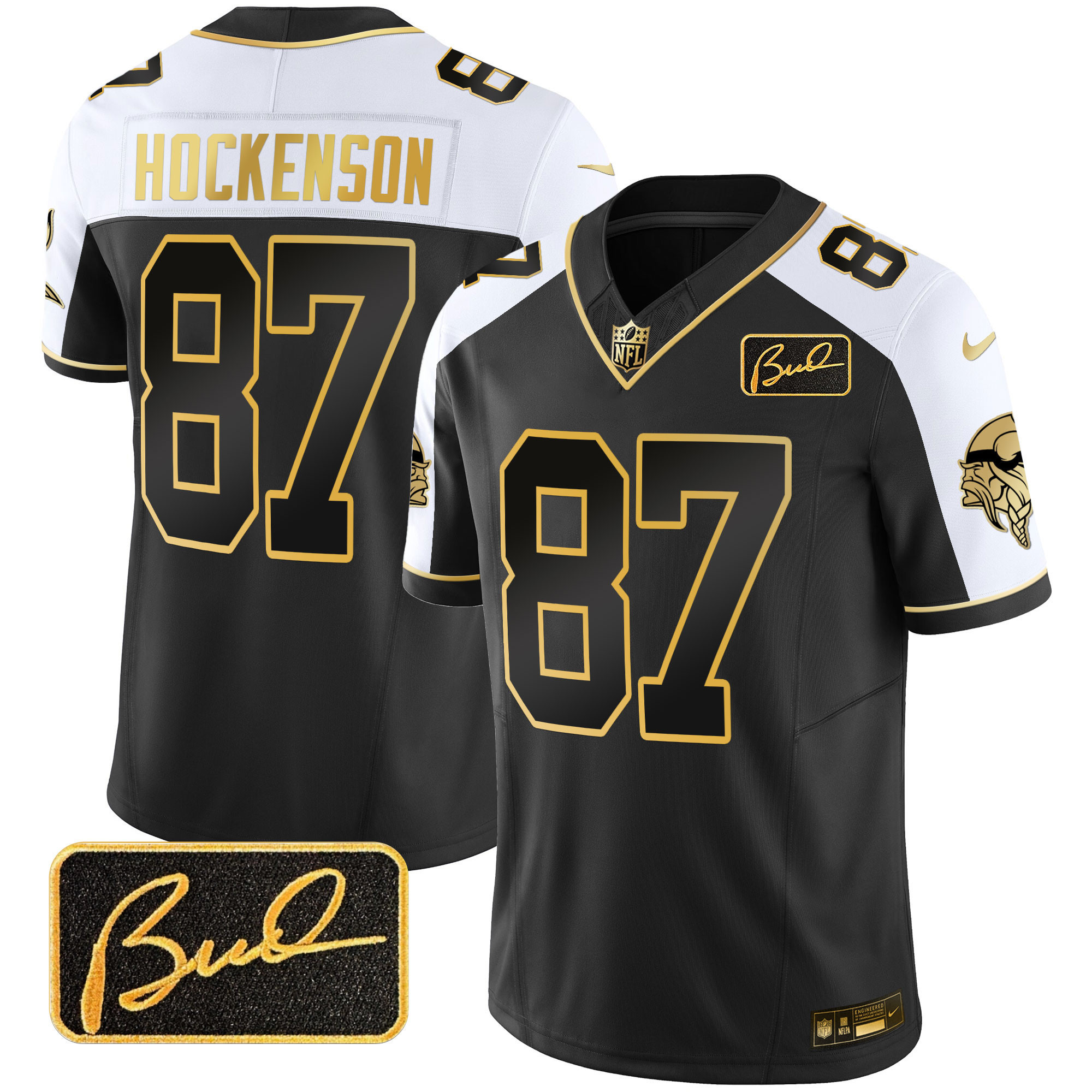 T.J. Hockenson Men's Minnesota Vikings Bud Grant Patch Gold Limited Alternate Jersey - All Stitched