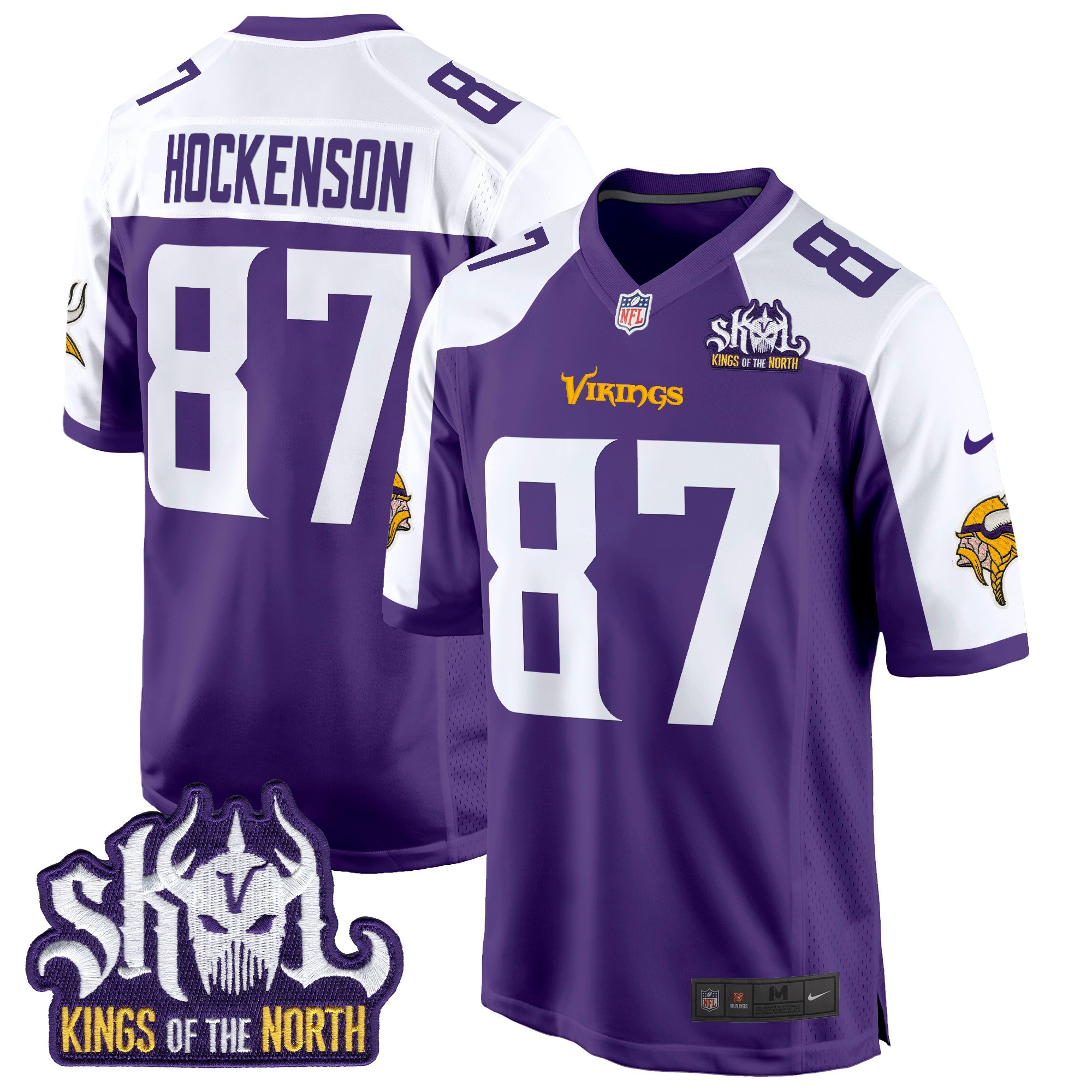 T.J. Hockenson Men's Minnesota Vikings King Of The North Patch Game Purple Alternate Jersey - All Stitched