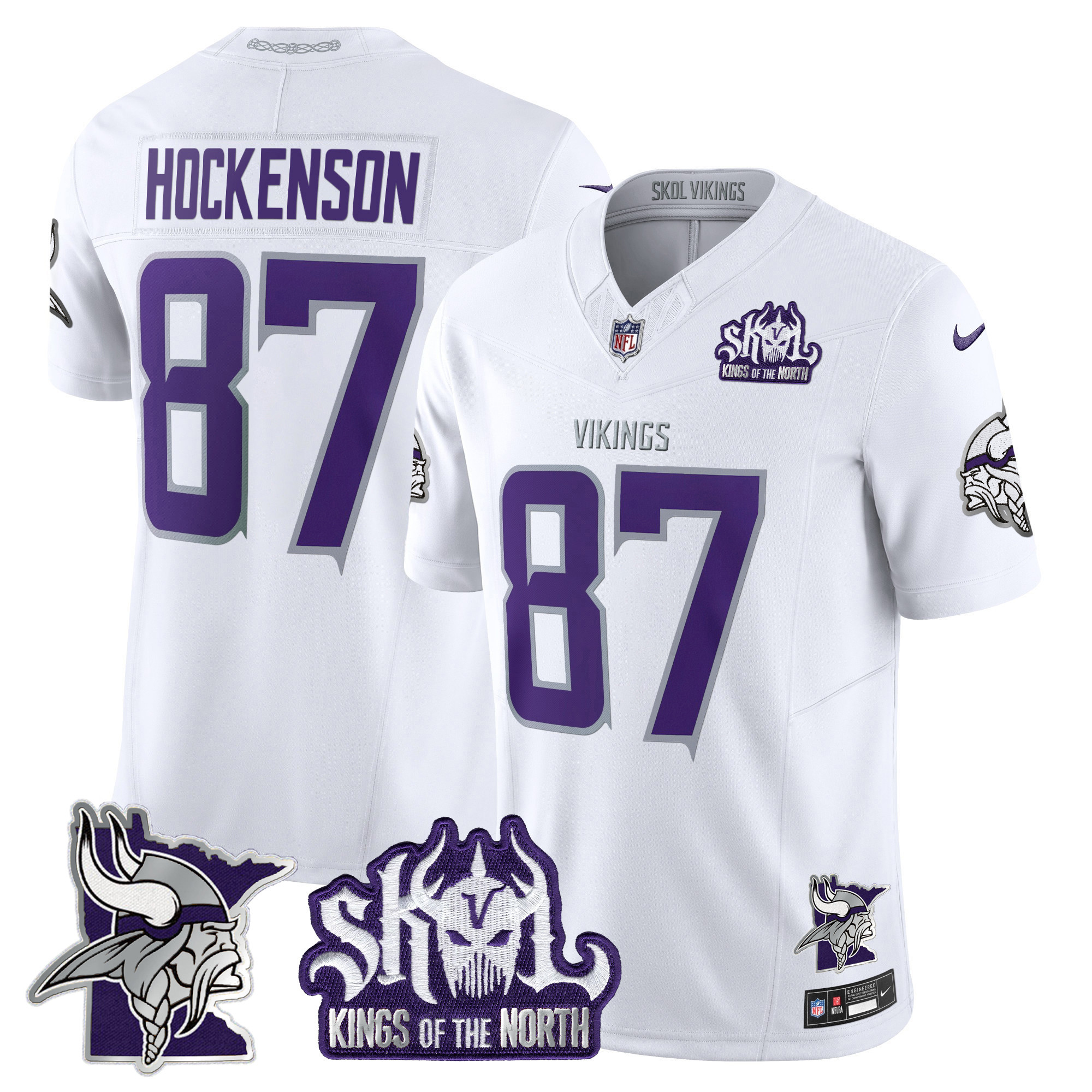 T.J. Hockenson Men's Minnesota Vikings Kings Of The North Patch Vapor Limited Winter Warrior Jersey - All Stitched
