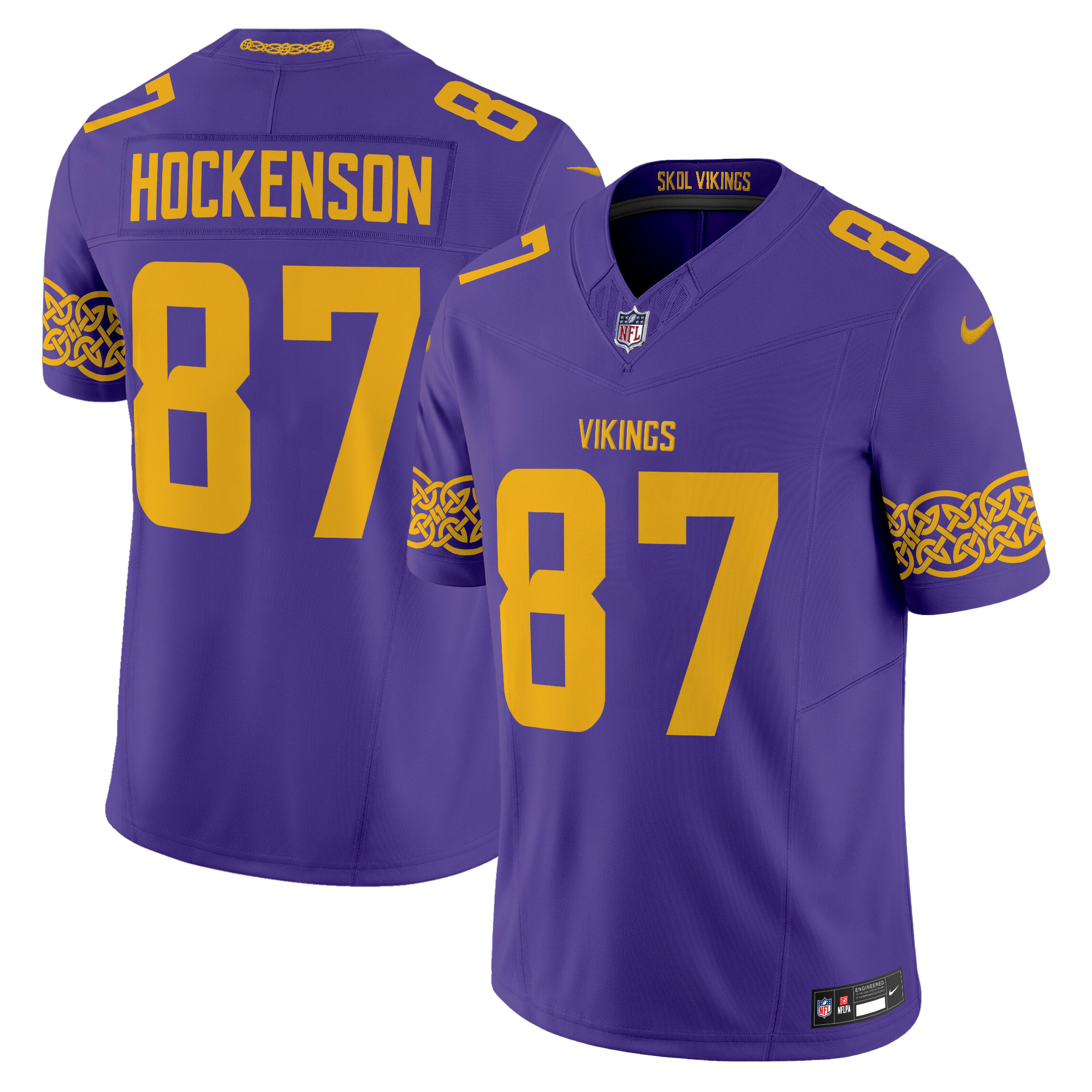 T.J. Hockenson Men's Minnesota Vikings Nordic Pattern Vapor Limited Purple Jersey - All Stitched