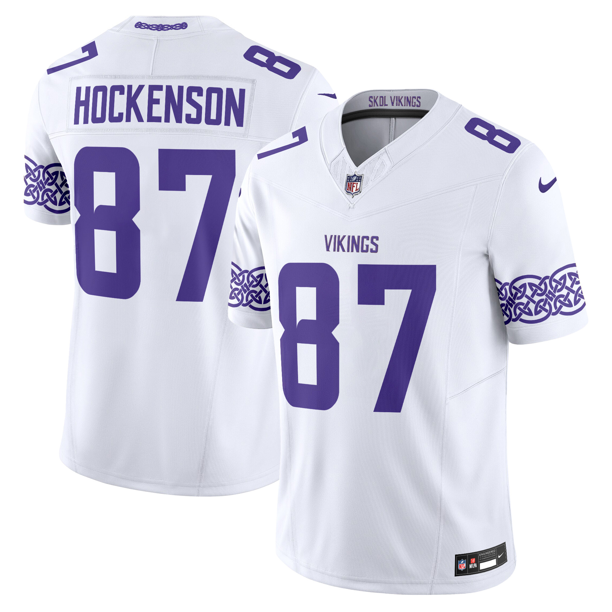 T.J. Hockenson Men's Minnesota Vikings Nordic Pattern Vapor Limited White Jersey - All Stitched