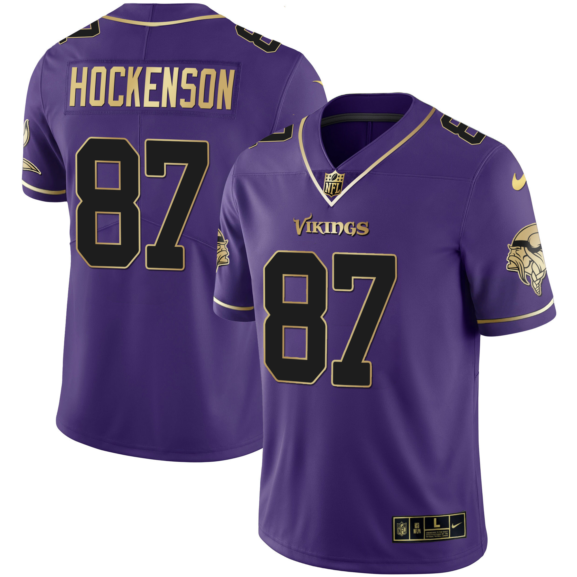 T.J. Hockenson Men's Minnesota Vikings Purple Gold Vapor Black Purple Jersey - All Stitched