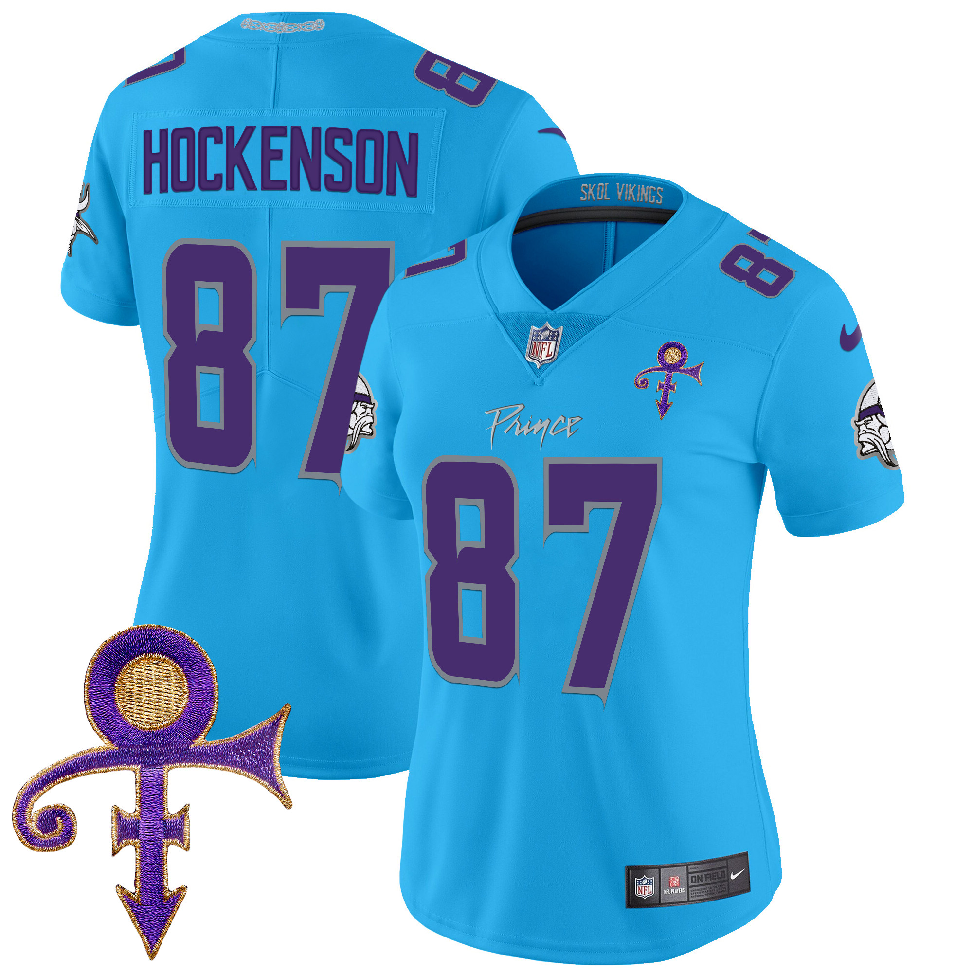 T.J. Hockenson Women's Minnesota Vikings 2024 Prince Vapor Limited Light Blue Jersey - All Stitched