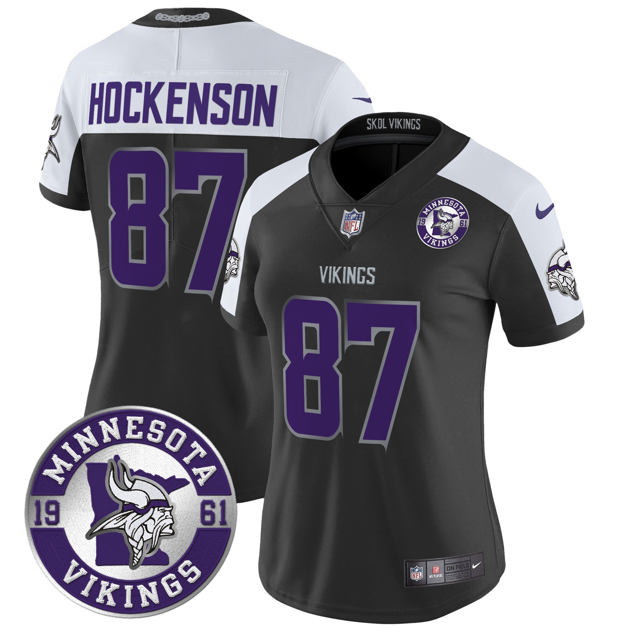 T.J. Hockenson Women's Minnesota Vikings 2024 Vapor Limited Black Alternate Jersey - All Stitched