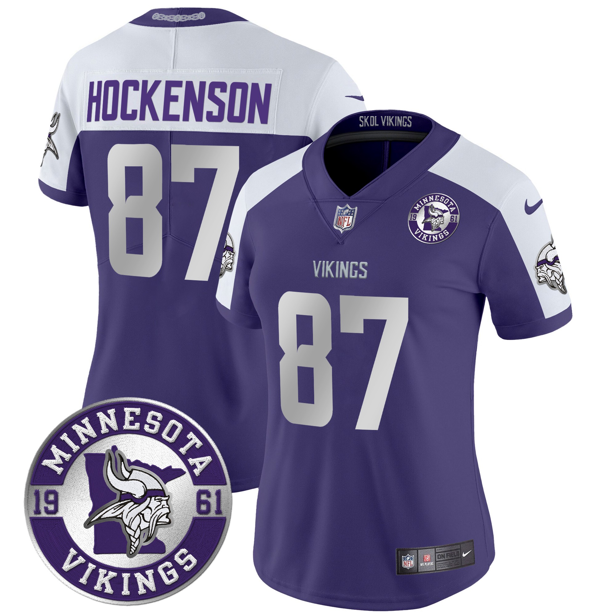 T.J. Hockenson Women's Minnesota Vikings 2024 Vapor Limited Purple Alternate Jersey - All Stitched