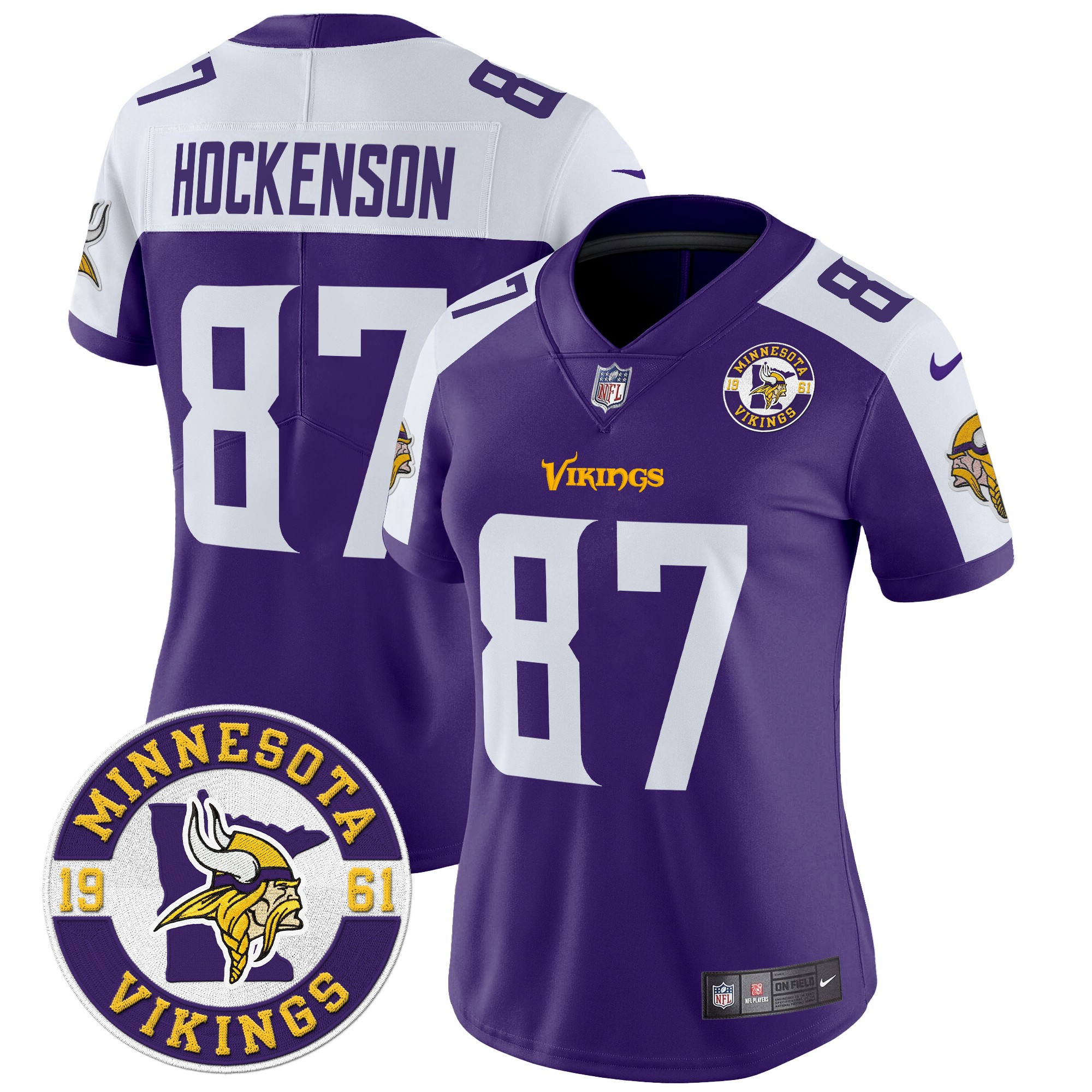 T.J. Hockenson Women's Minnesota Vikings 2024 Vapor Limited Purple Alternate Jersey - All Stitched
