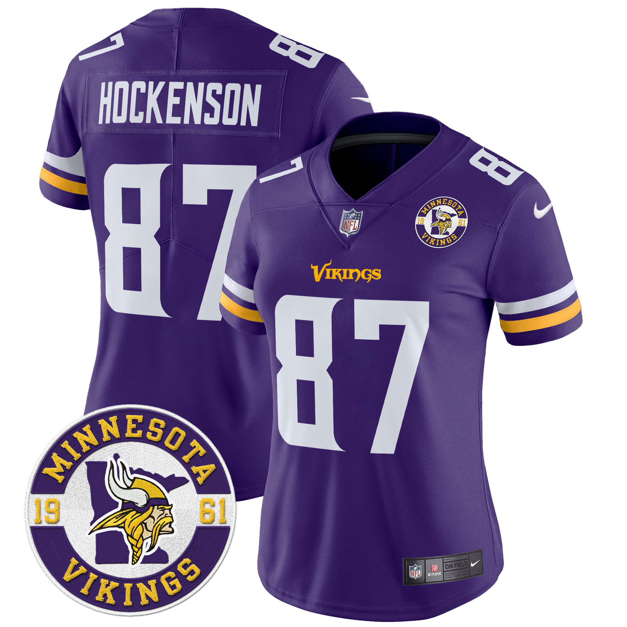 T.J. Hockenson Women's Minnesota Vikings 2024 Vapor Limited Purple Jersey - All Stitched
