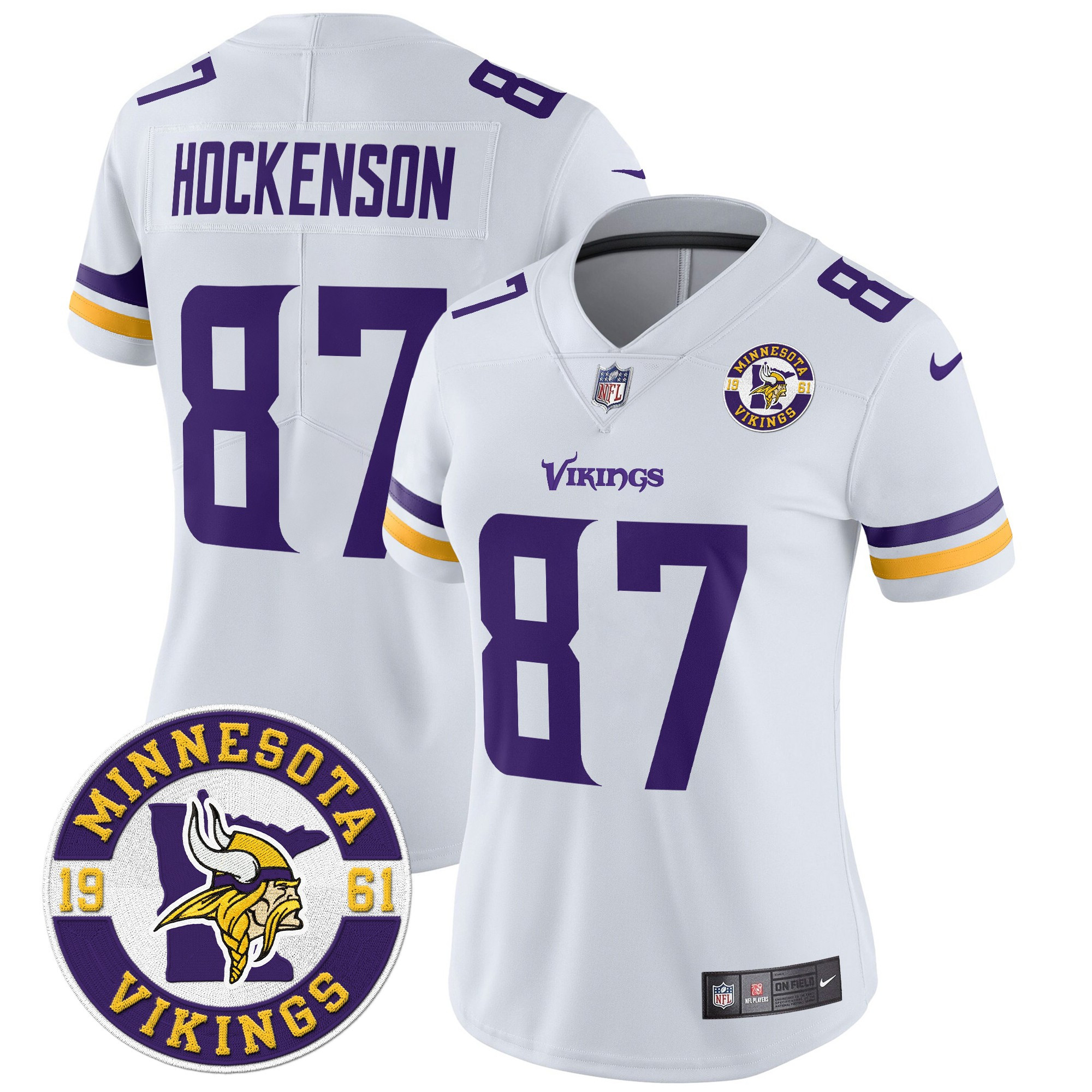 T.J. Hockenson Women's Minnesota Vikings 2024 Vapor Limited White Jersey - All Stitched