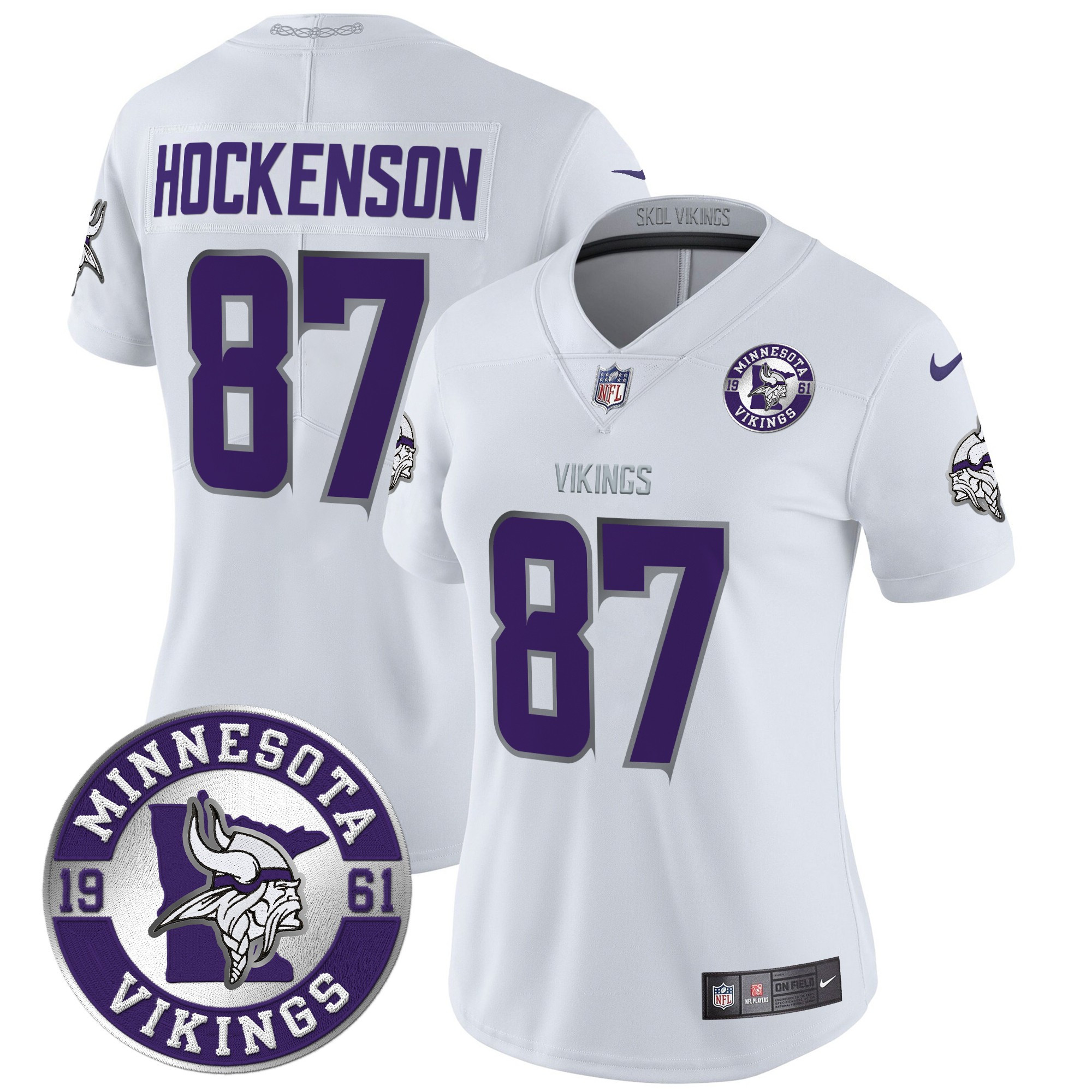 T.J. Hockenson Women's Minnesota Vikings 2024 Vapor Limited White Limited Jersey - All Stitched