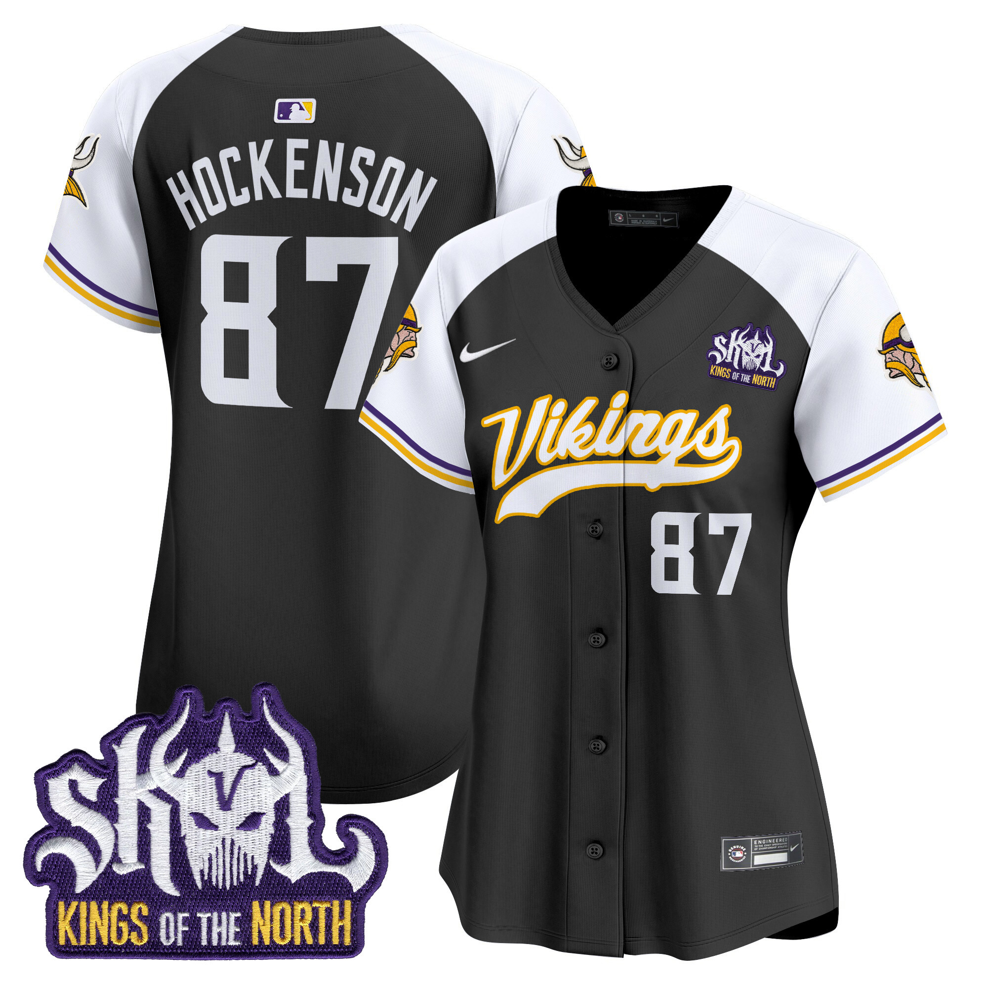 T.J. Hockenson Women's Minnesota Vikings Kings Of The North Patch Vapor Premier Limited Black Alternate Jersey - All Stitched