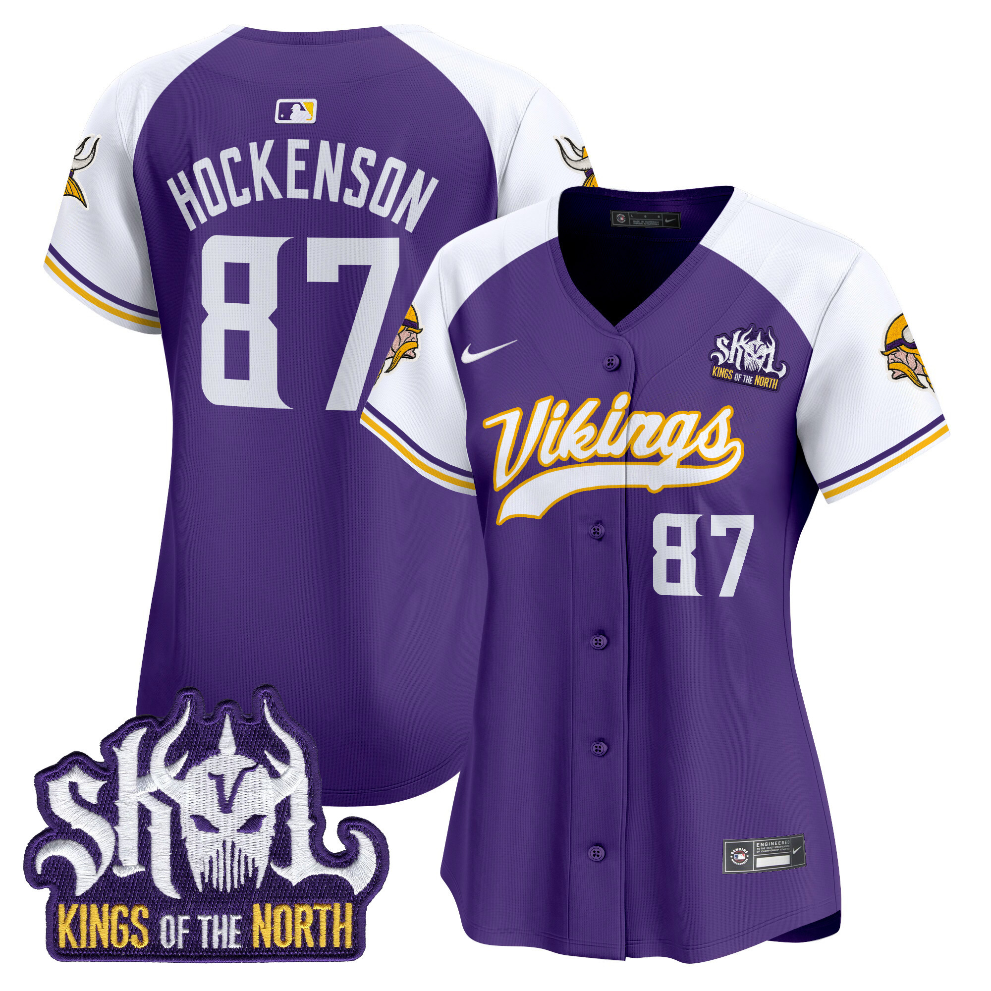 T.J. Hockenson Women's Minnesota Vikings Kings Of The North Patch Vapor Premier Limited Purple Alternate Jersey - All Stitched