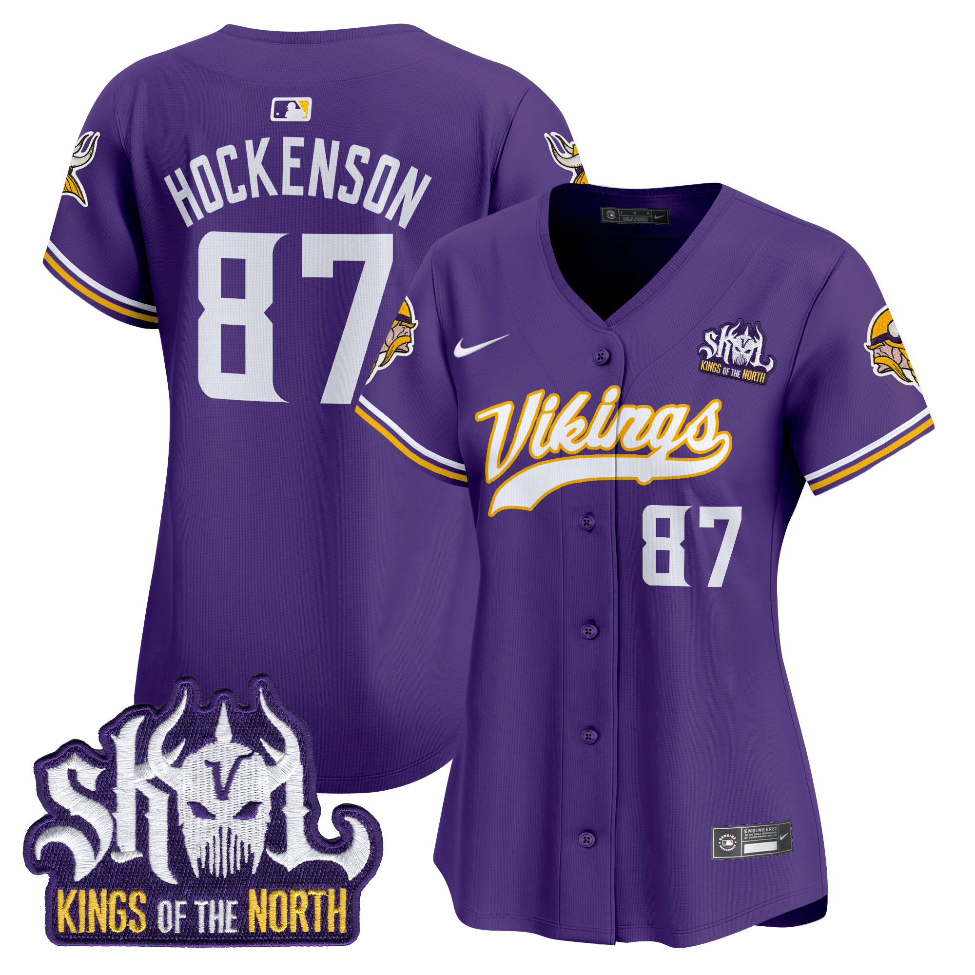 T.J. Hockenson Women's Minnesota Vikings Kings Of The North Patch Vapor Premier Limited Purple Jersey - All Stitched