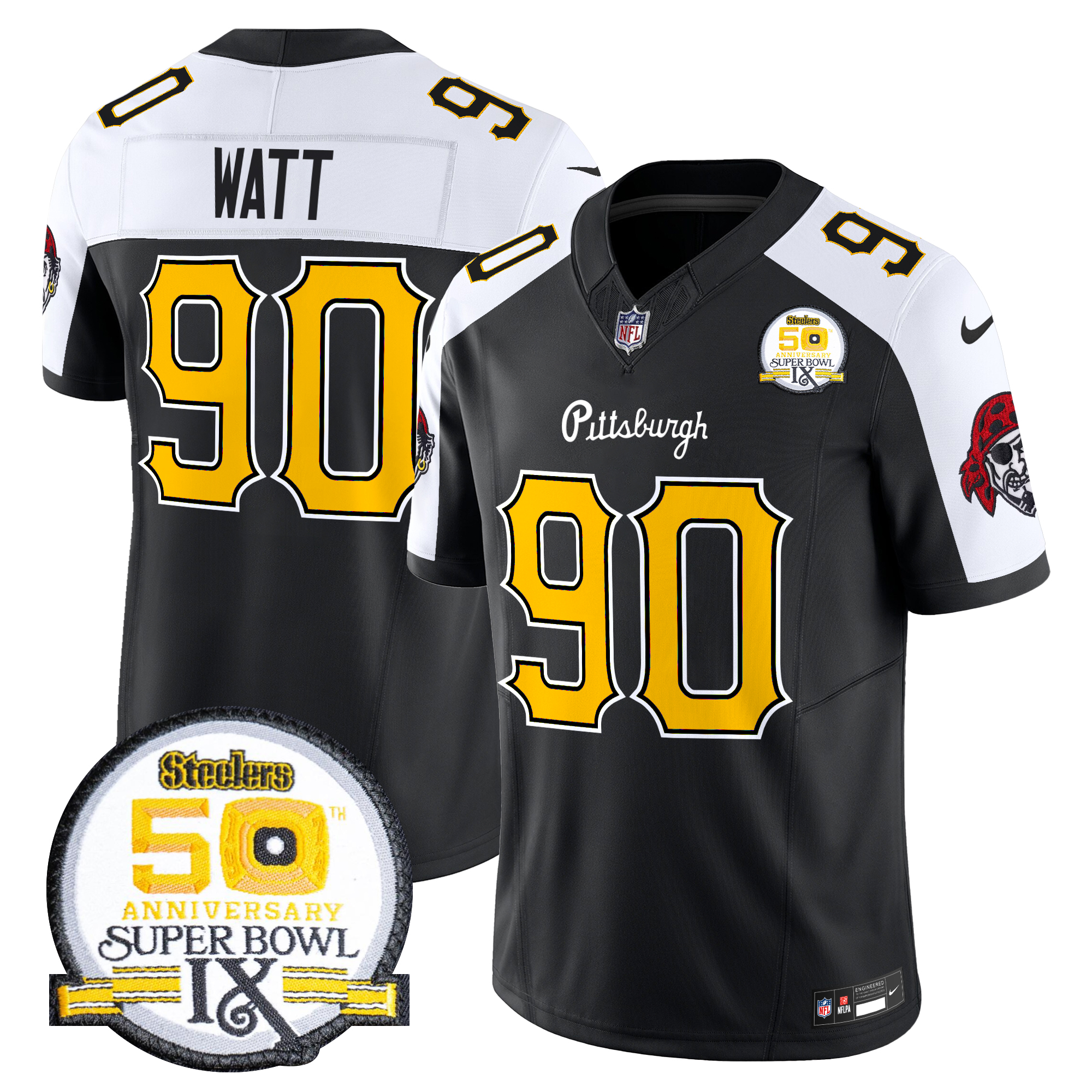 T.J.Watt Men's Pittsburgh Steelers 2024 Vapor Limited Black Alternate Jersey - All Stitched