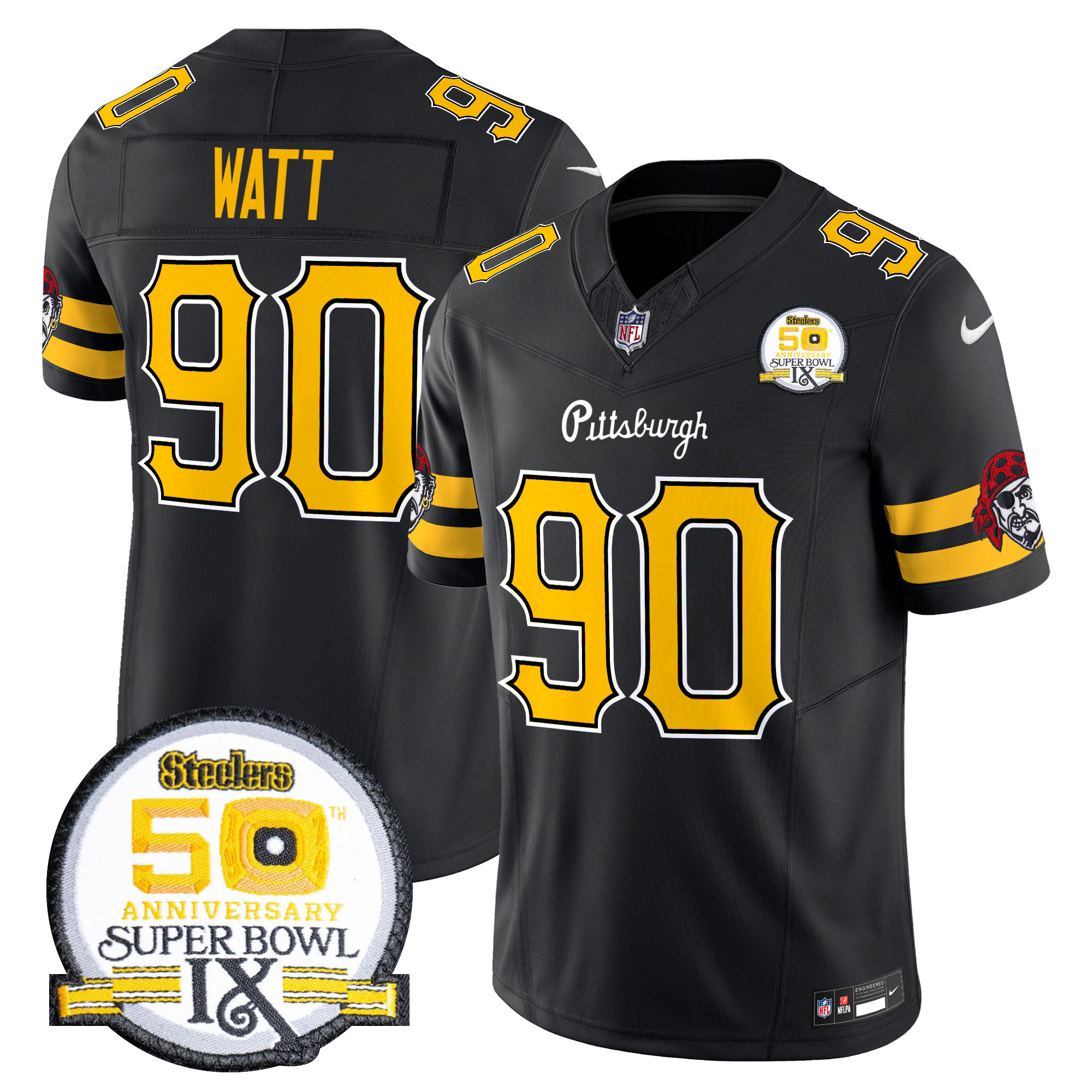 T.J.Watt Men's Pittsburgh Steelers 2024 Vapor Limited Black Jersey - All Stitched