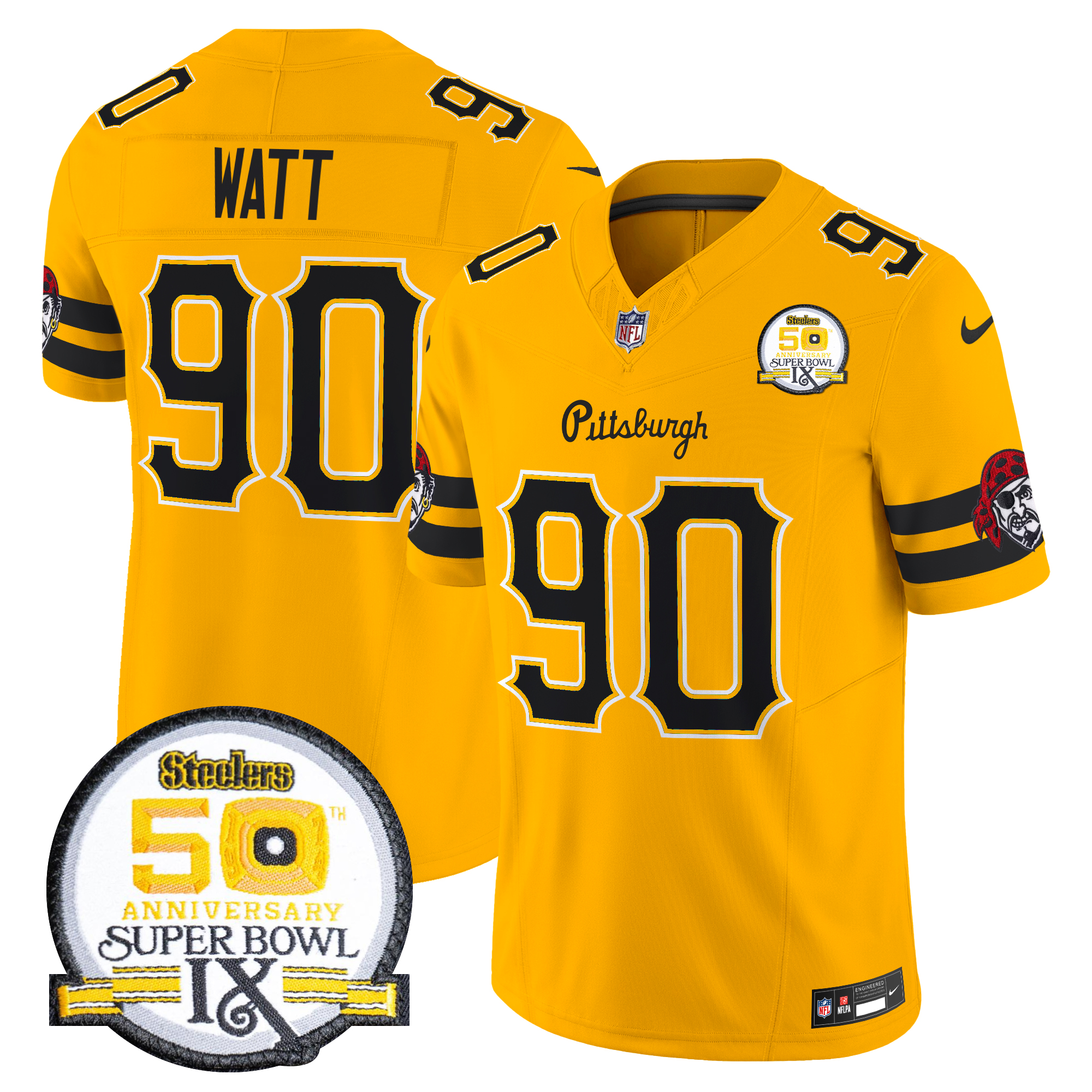 T.J.Watt Men's Pittsburgh Steelers 2024 Vapor Limited Gold Jersey - All Stitched
