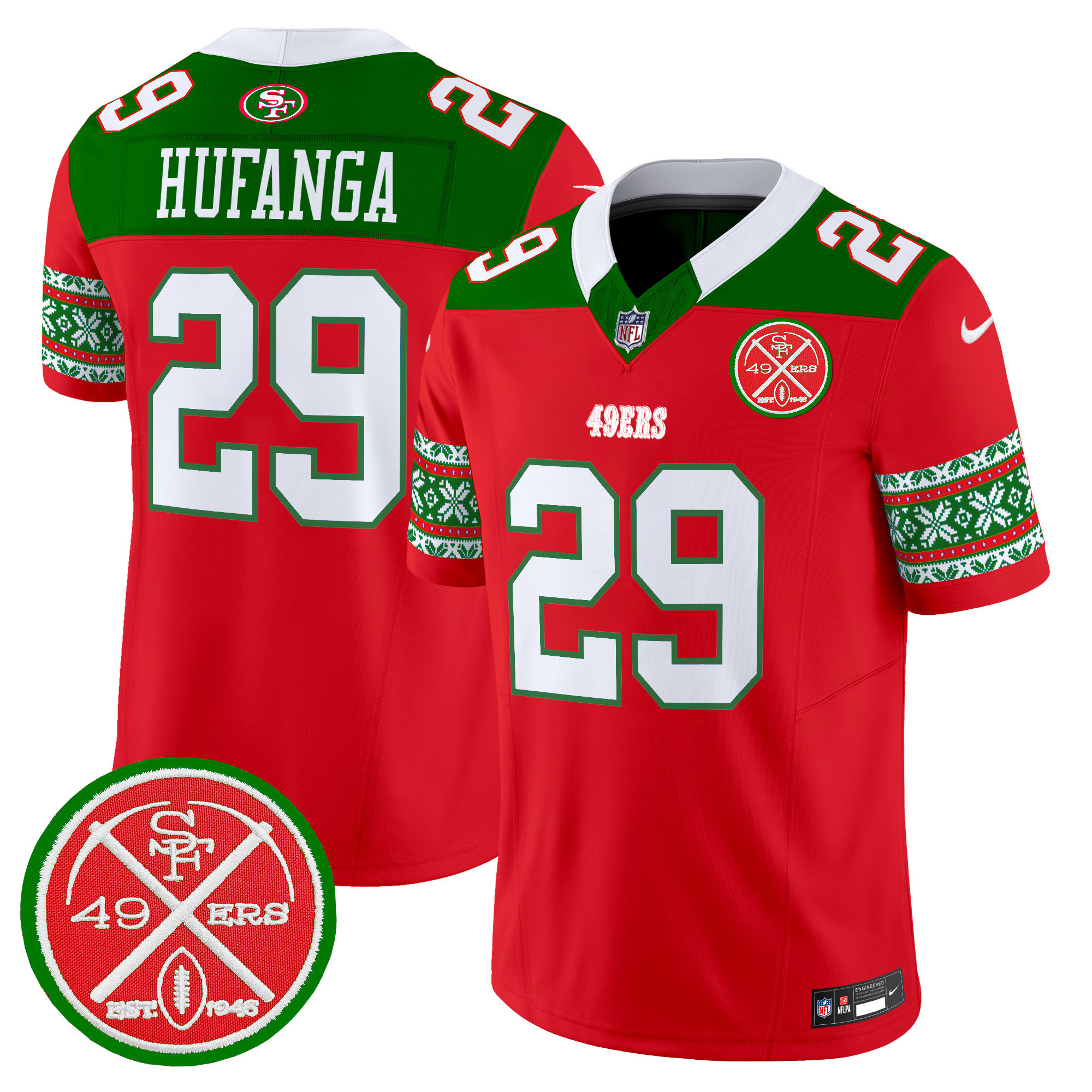 Talanoa Hufanga Men's San Francisco 49ers 2024 Christmas Vapor Limited Red Jersey - All Stitched