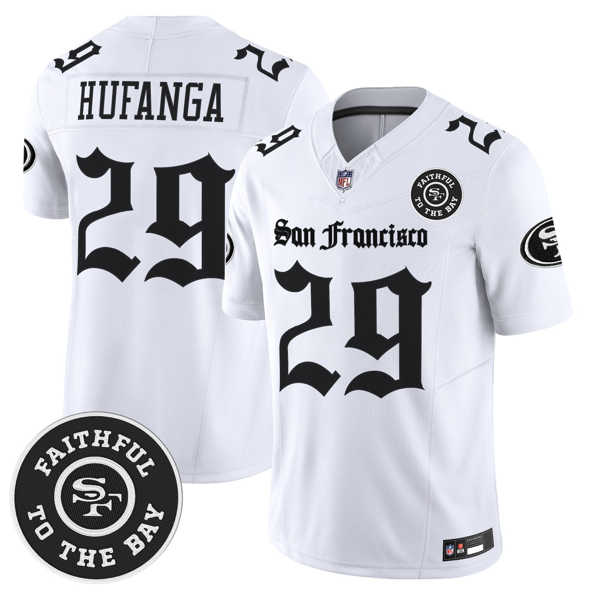 Talanoa Hufanga Men's San Francisco 49ers 'Gothic Edition' Vapor Limited White Jersey - All Stitched