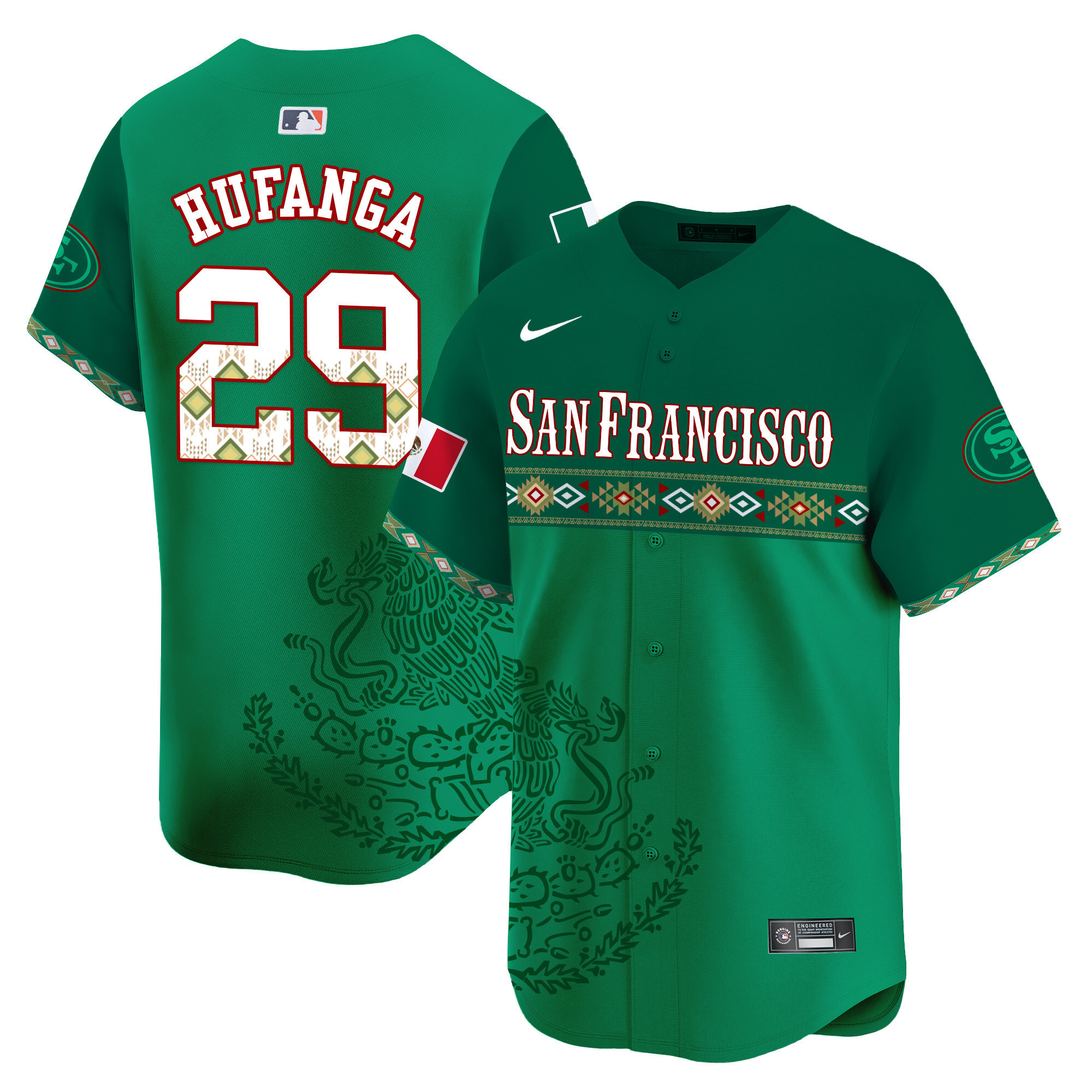 Talanoa Hufanga Men's San Francisco 49ers Mexico Vapor Premier Limited Jersey - Printed Green Jersey - All Stitched