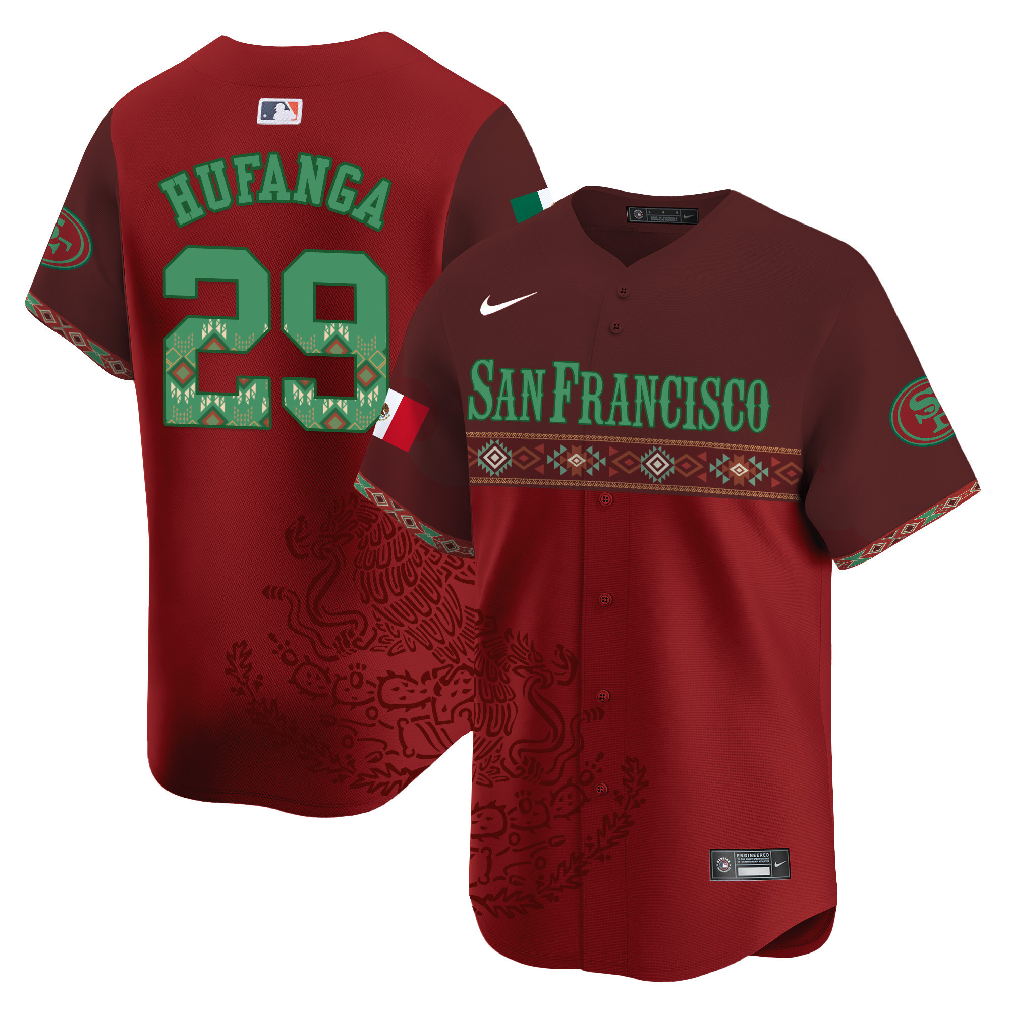 Talanoa Hufanga Men's San Francisco 49ers Mexico Vapor Premier Limited Jersey - Printed Red Jersey - All Stitched