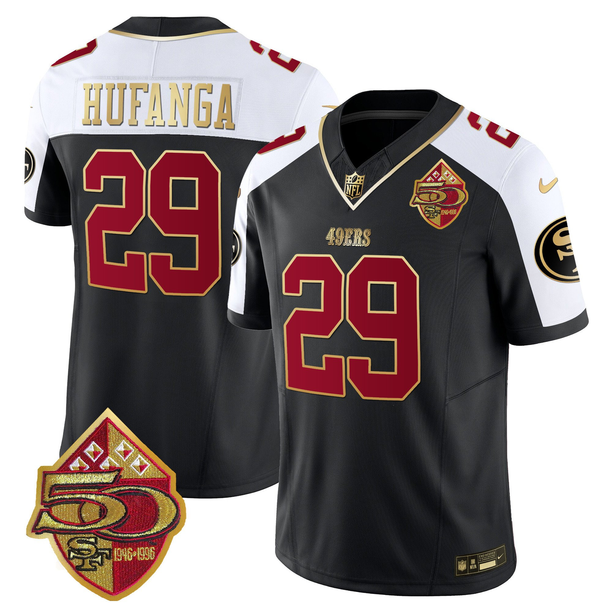 Talanoa Hufanga San Francisco 49ers 50th Anniversary Patch Vapor Limited Black Alternate Jersey - All Stitched