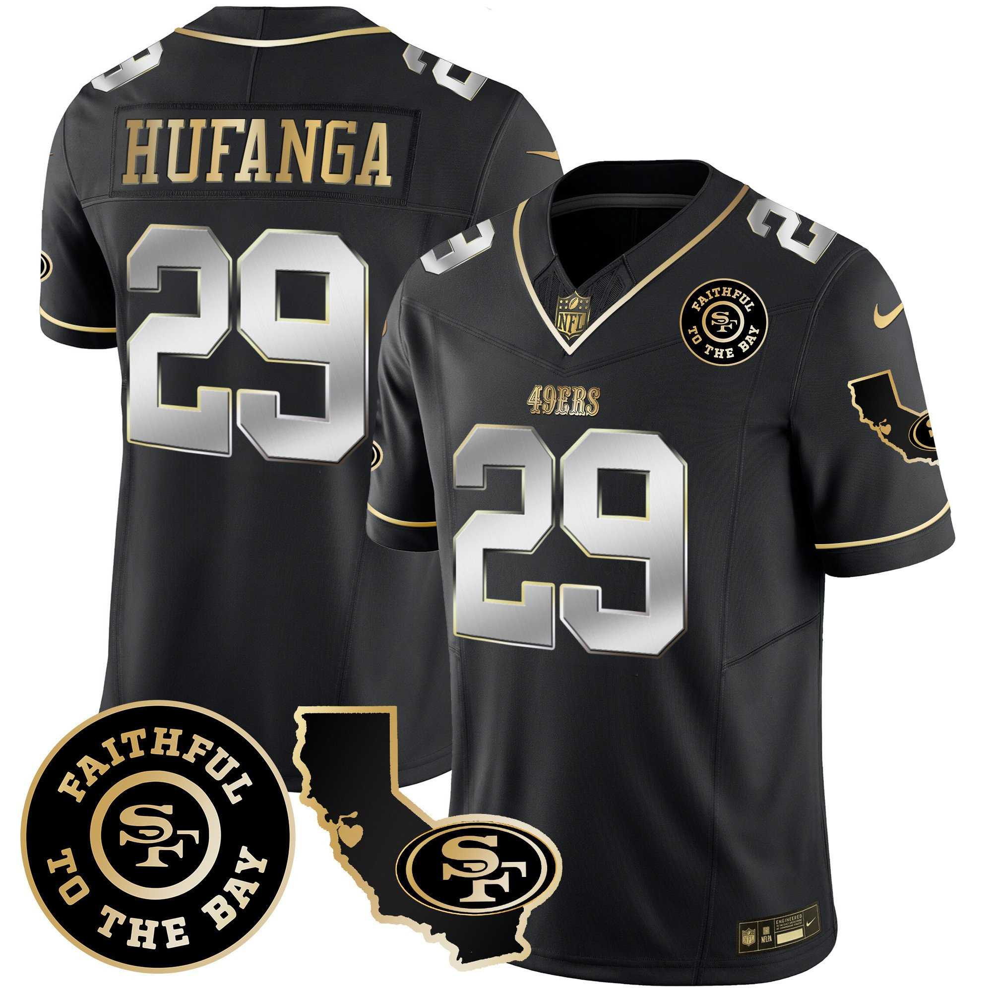 Talanoa Hufanga San Francisco 49ers Faithful & California Patch Vapor Black Jersey - All Stitched