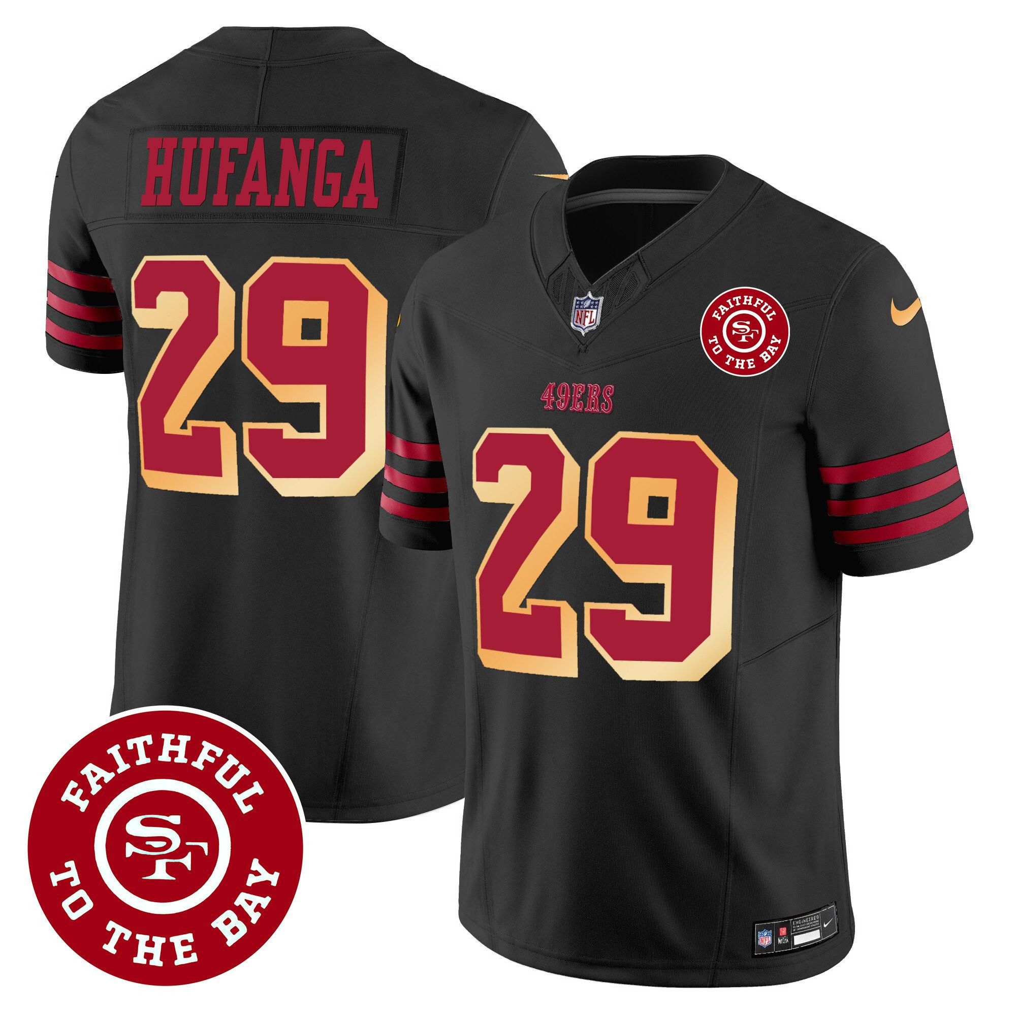 Talanoa Hufanga San Francisco 49ers Faithful To The Bay Patch Vapor Black Jersey - All Stitched