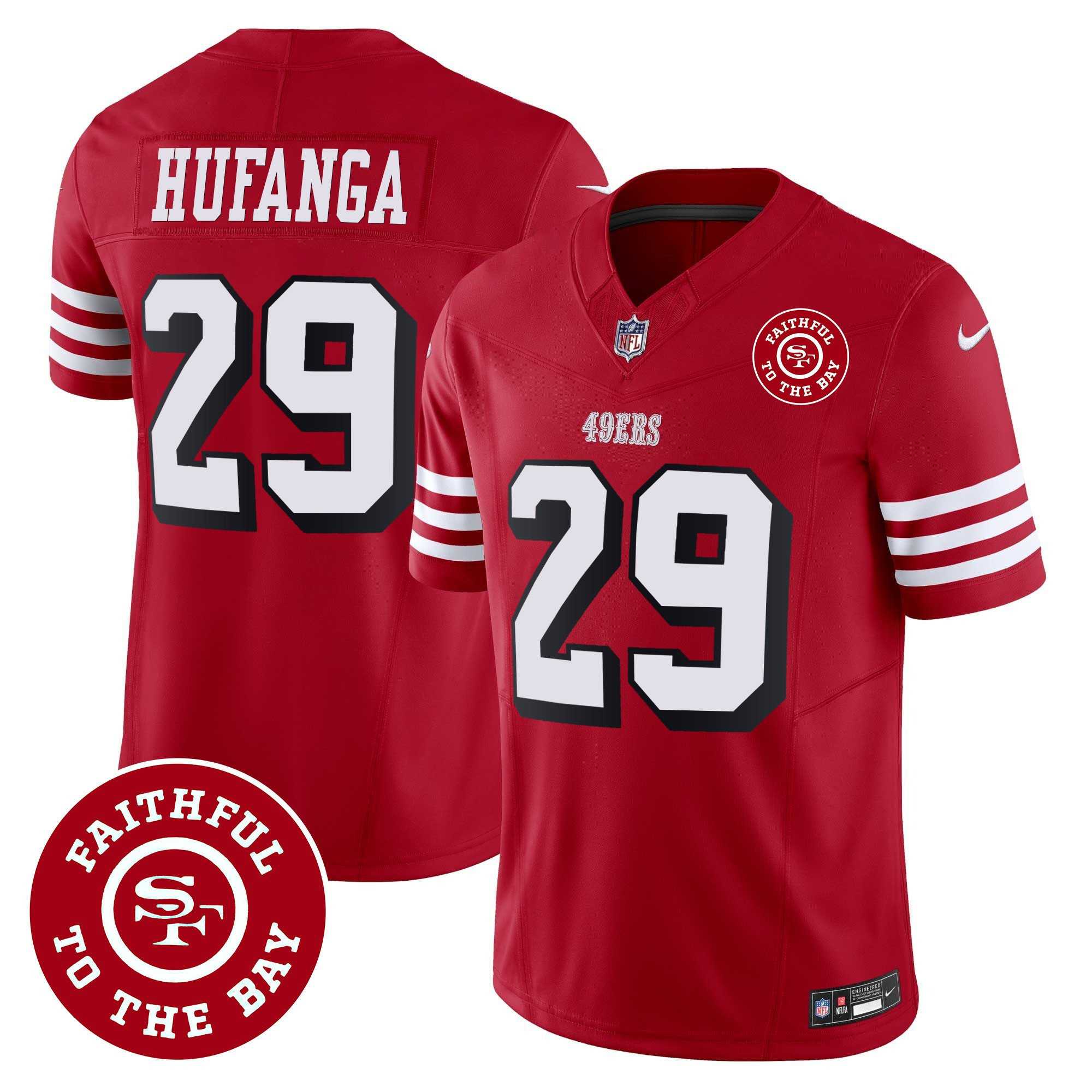 Talanoa Hufanga San Francisco 49ers Faithful To The Bay Patch Vapor Red Jersey - All Stitched