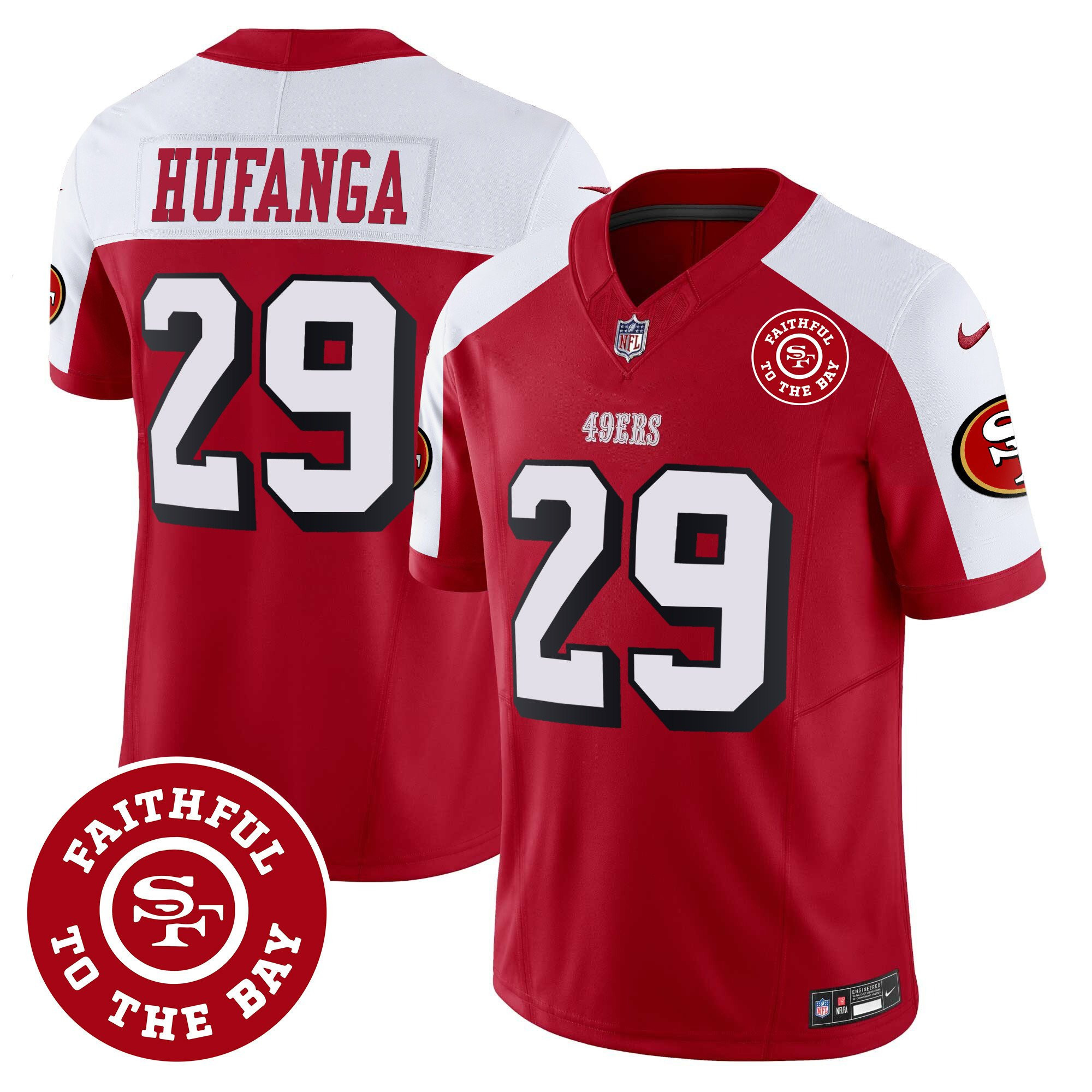 Talanoa Hufanga San Francisco 49ers Faithful To The Bay Patch Vapor Red/White Jersey - All Stitched