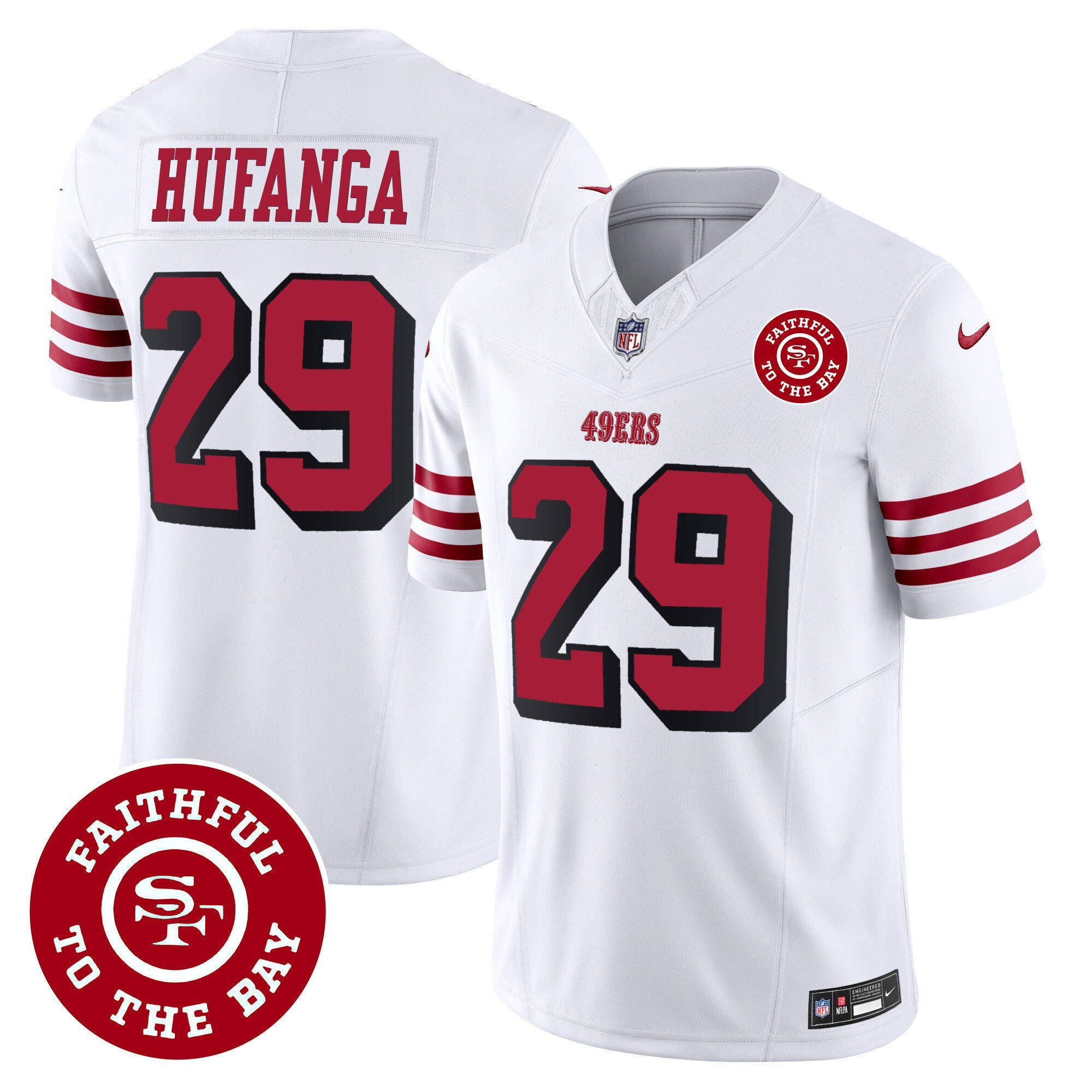 Talanoa Hufanga San Francisco 49ers Faithful To The Bay Patch Vapor White Jersey - All Stitched