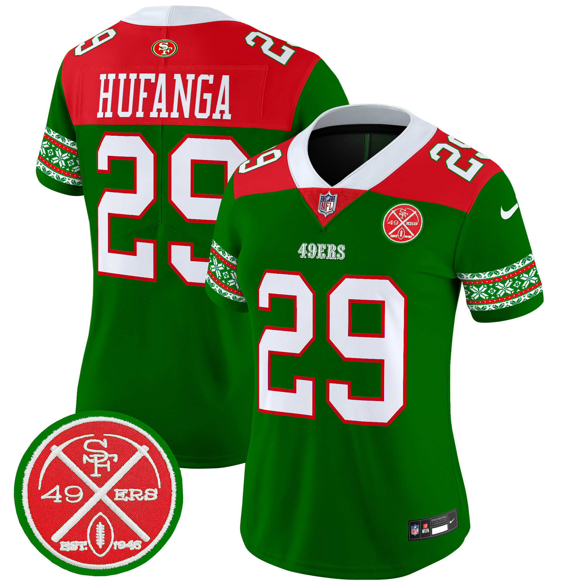 Talanoa Hufanga Women's San Francisco 49ers 2024 Christmas Vapor Limited Green Jersey - All Stitched