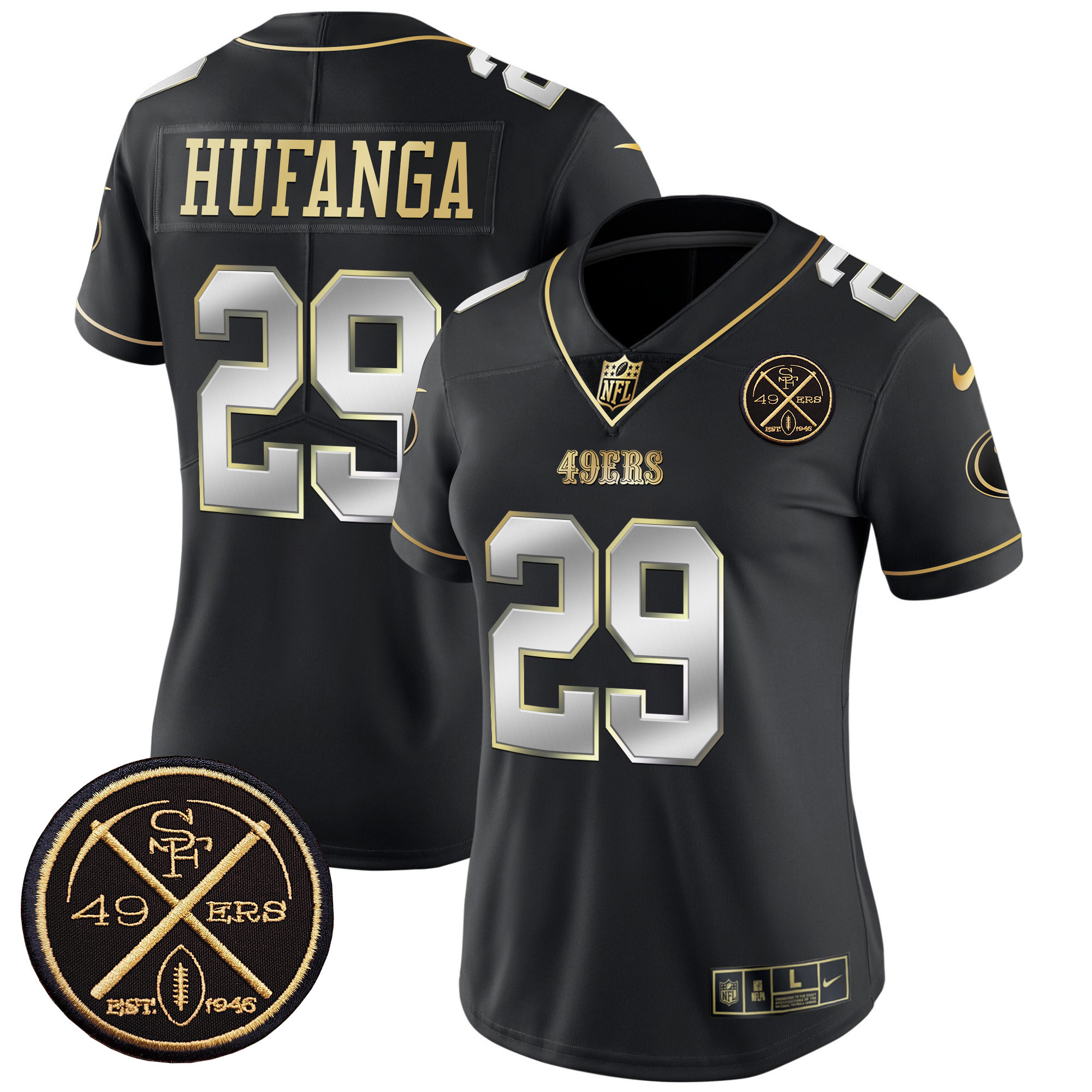 Talanoa Hufanga Women's San Francisco 49ers Est.1946 Patch Vapor Limited Black Limited Jersey - All Stitched