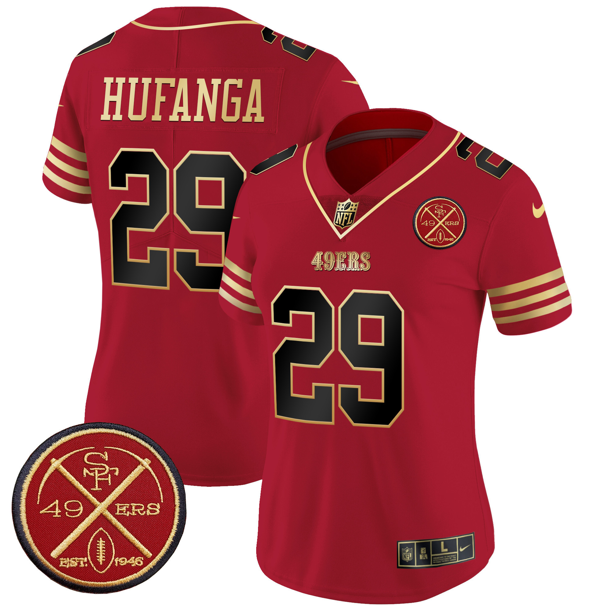 Talanoa Hufanga Women's San Francisco 49ers Est.1946 Patch Vapor Limited Black Scarlet Jersey - All Stitched