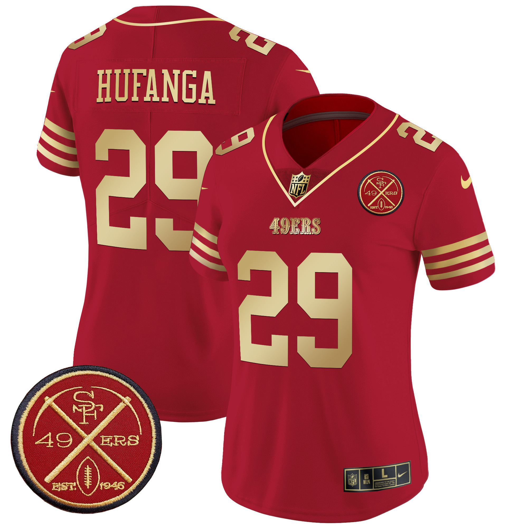 Talanoa Hufanga Women's San Francisco 49ers Est.1946 Patch Vapor Limited Scarlet Gold Jersey - All Stitched