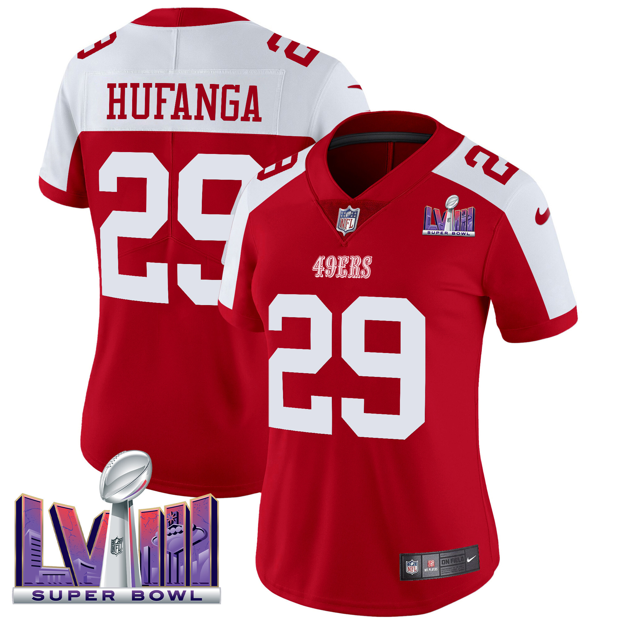 Talanoa Hufanga Women's San Francisco 49ers Super Bowl LVIII Patch Vapor Limited Alternate Jersey - All Stitched