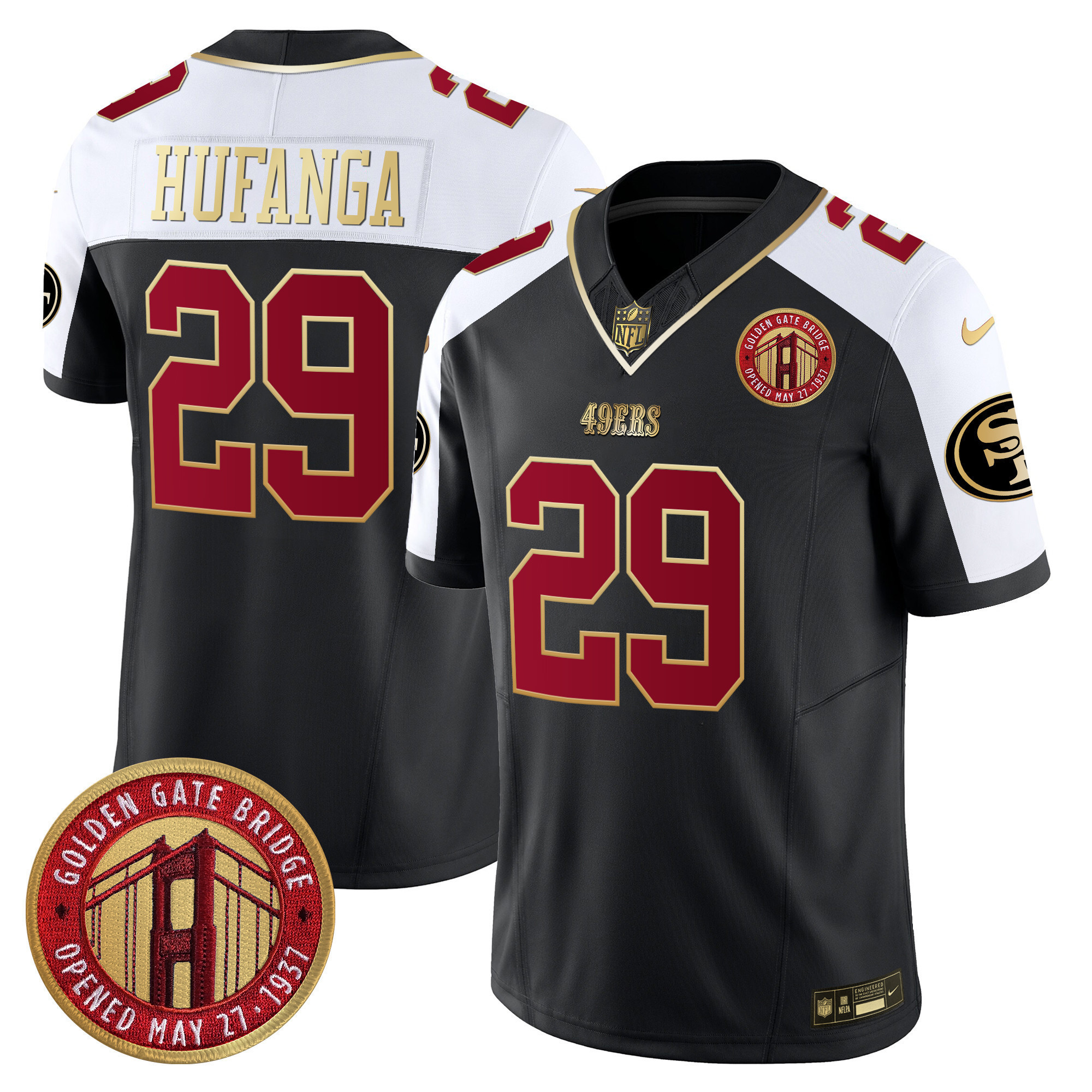 Talanoa Hufanga Youth's San Francisco 49ers Golden Gate Bridge Patch Vapor Limited Black Alternate Jersey - All Stitched