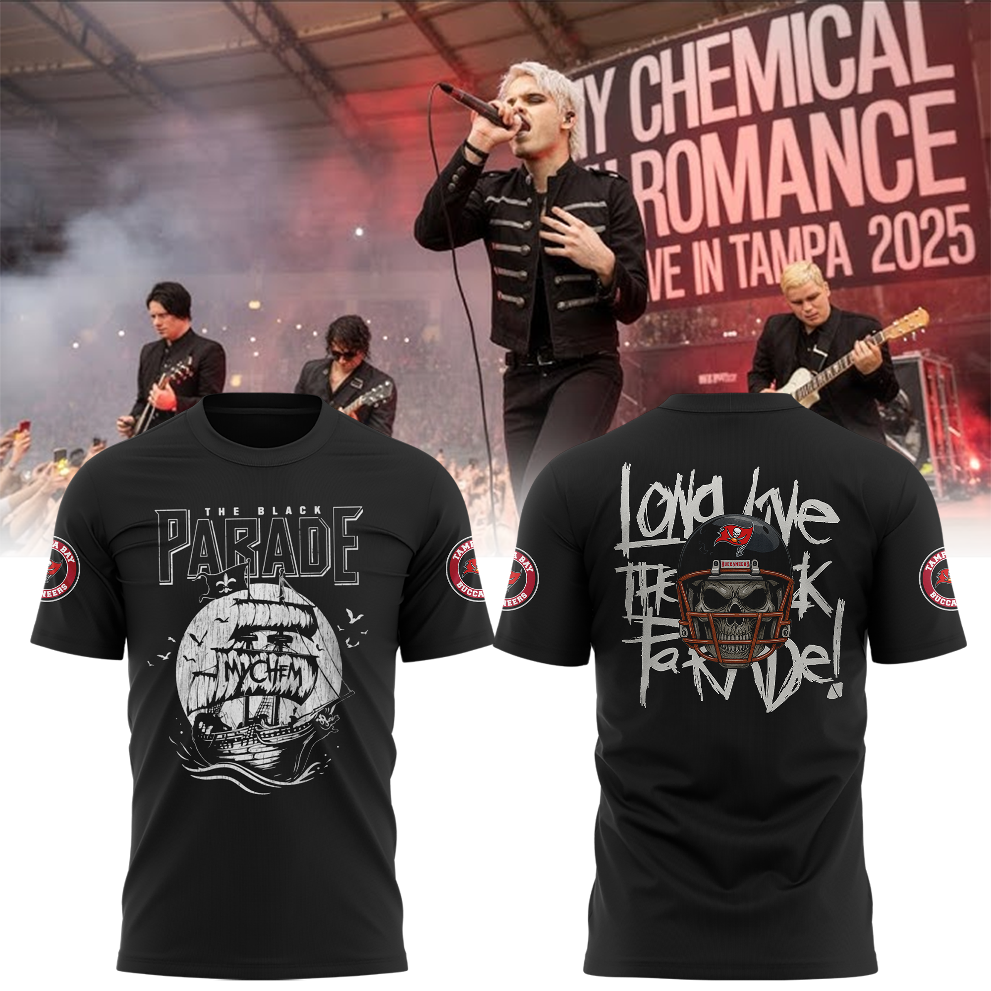 Tampa Bay Buccaneers My Chemical Romance 2025 Tour Graphic T-Shirt